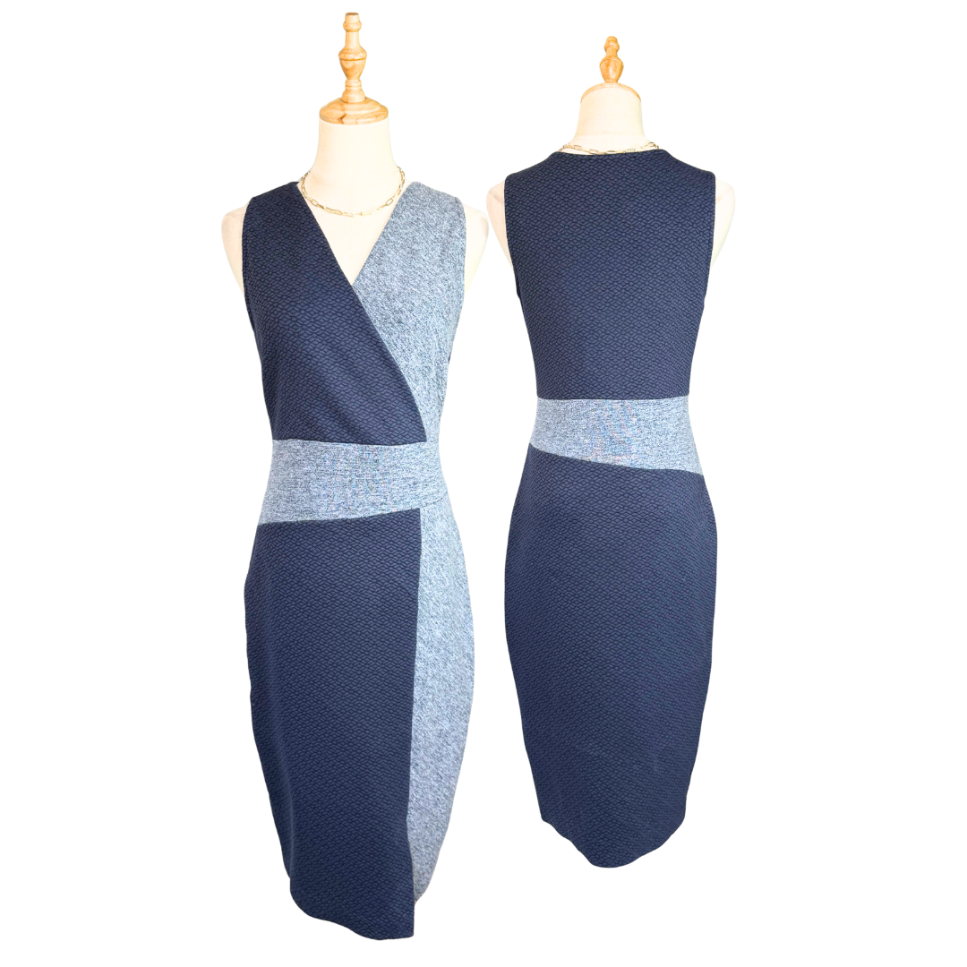 NEXT Color-Block Faux Wrap Dress | UK 8 (Preloved)