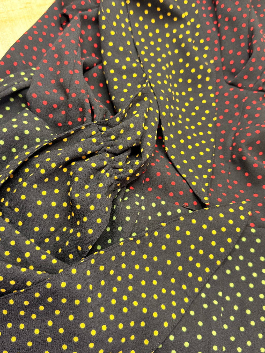 Zara Woman Polka Dot Faux Wrap Midi Dress with Waist Tie (Size S)