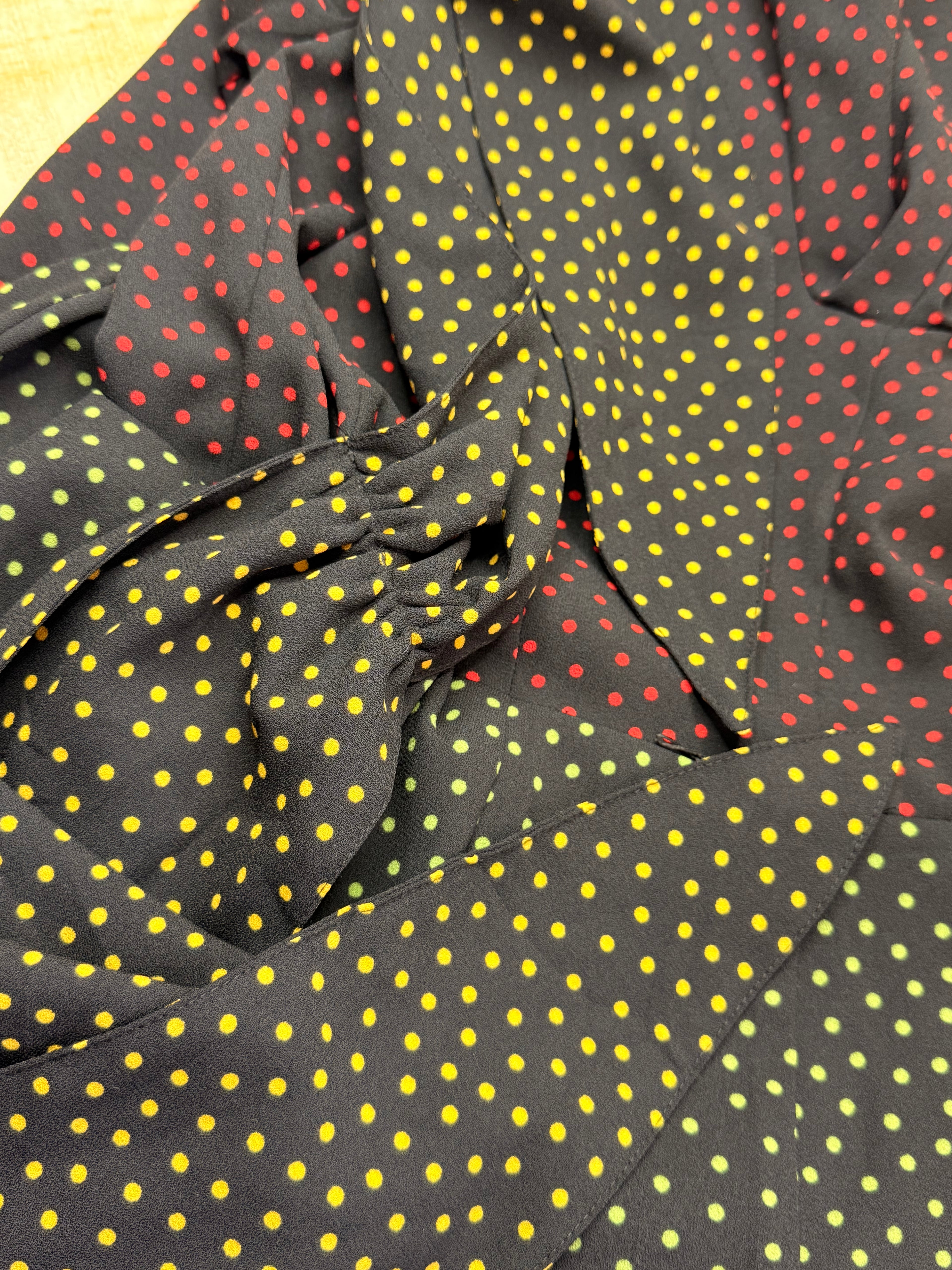 Zara Woman Polka Dot Faux Wrap Midi Dress with Waist Tie (Size S)
