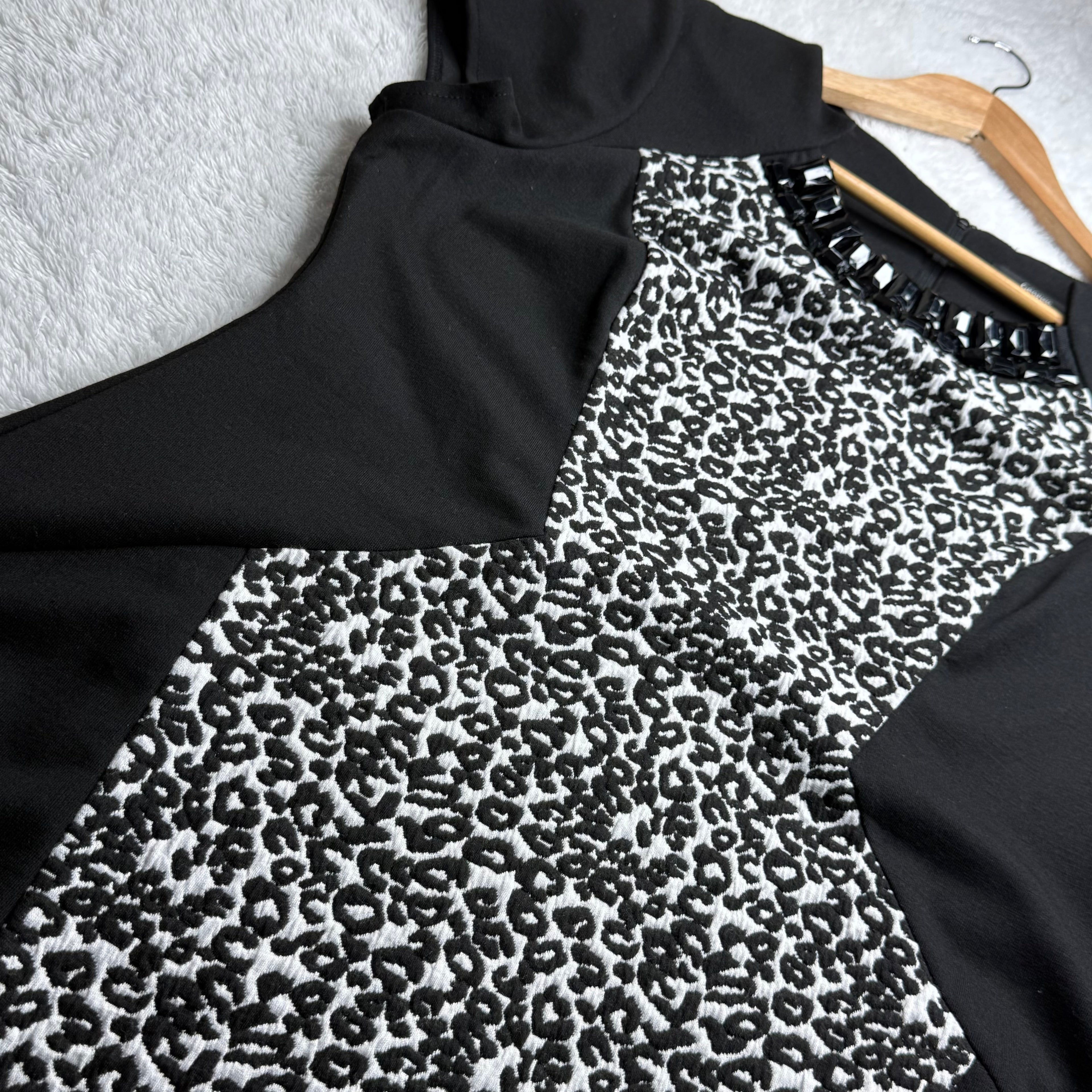 George Black & White Animal Print Tunic Dress