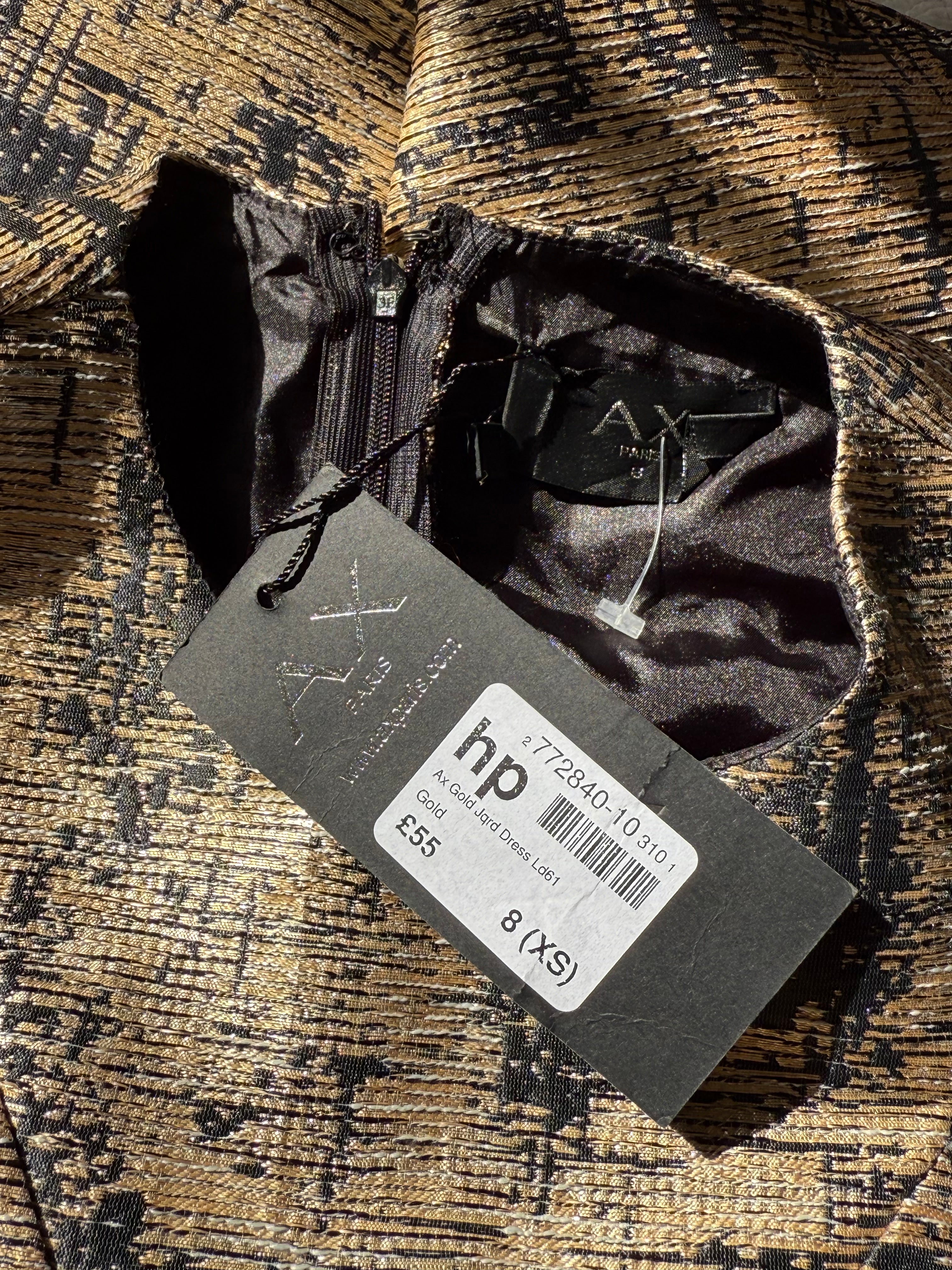 AX PARIS Gold & Black Metallic Skater Dress - UK 8 | WITH TAG! 🏷️