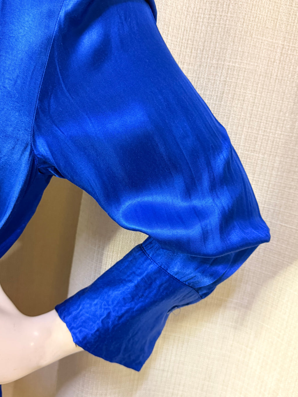 Zara Cobalt Blue Satin Shirt Wrap Mini Dress - Size M