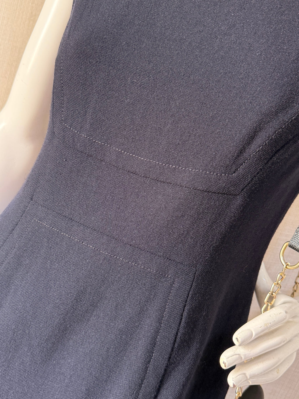 Hobbs London Navy Blue Wool Blend Sheath Work Dress – UK 10 | Classic Office & Business Dress