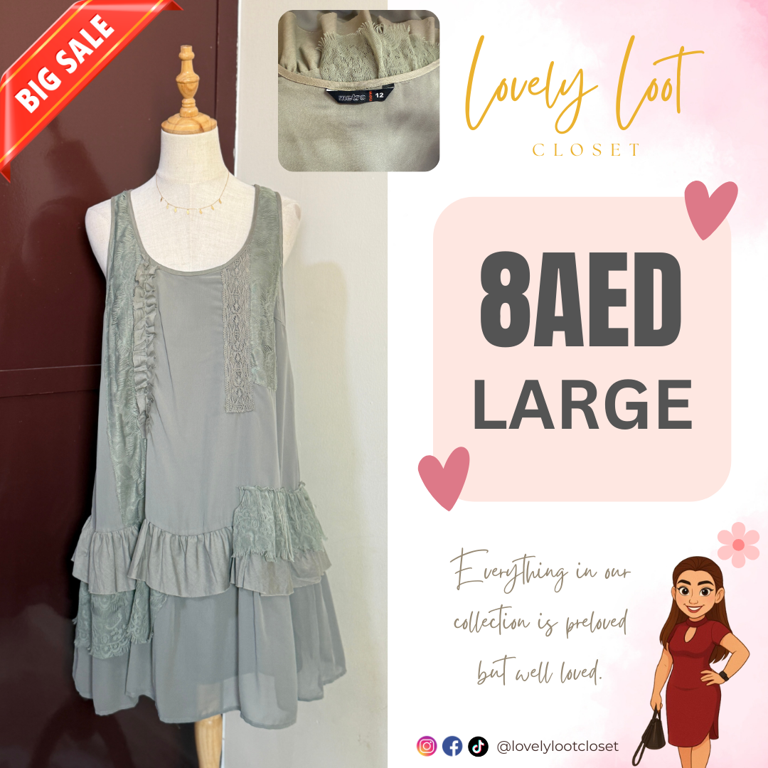 Gray Lace and Ruffle Mini Dress