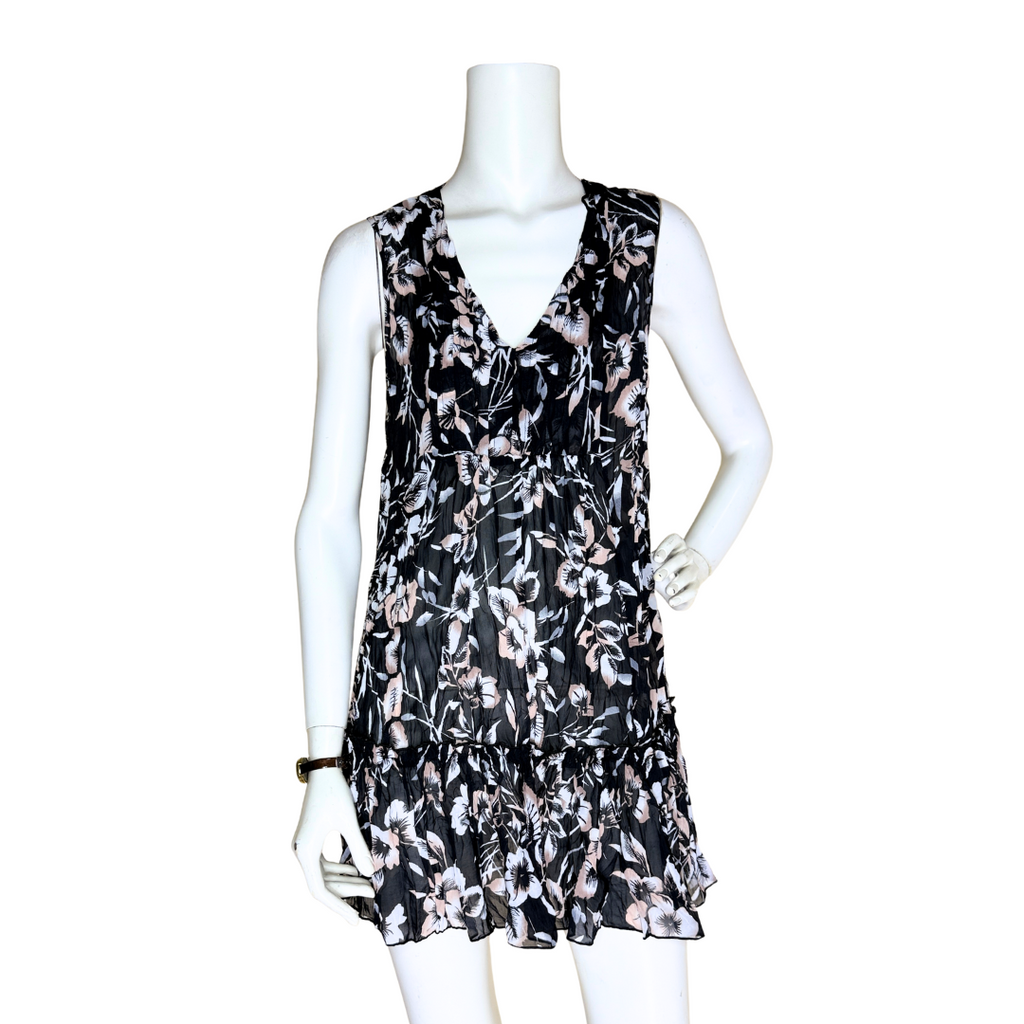 Black and Floral Mini Dress (Small)