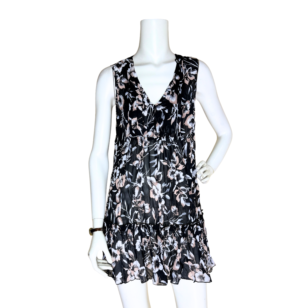 Black and Floral Mini Dress (Small)