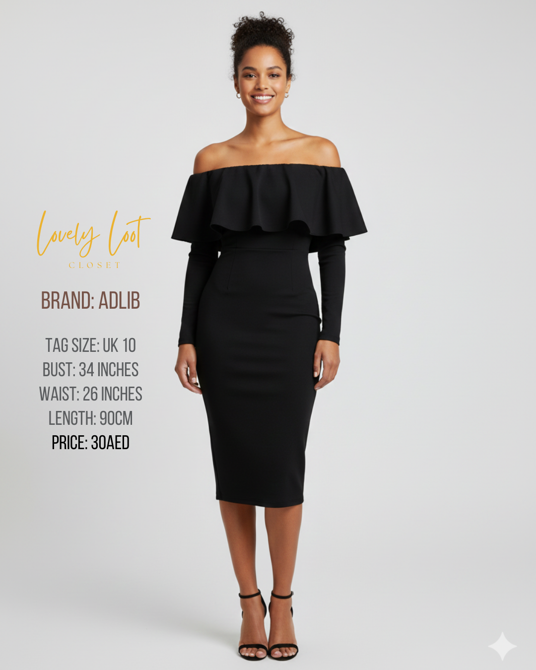 🖤 ADLIB Off-Shoulder Black Dress