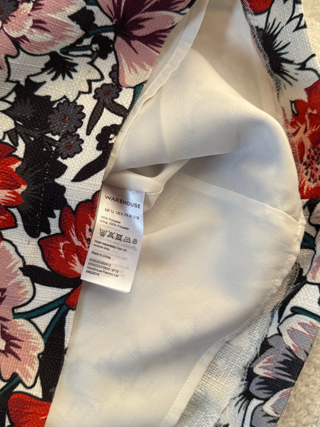 Warehouse Red & Black Floral Print Sleeveless Pencil Dress | UK 12