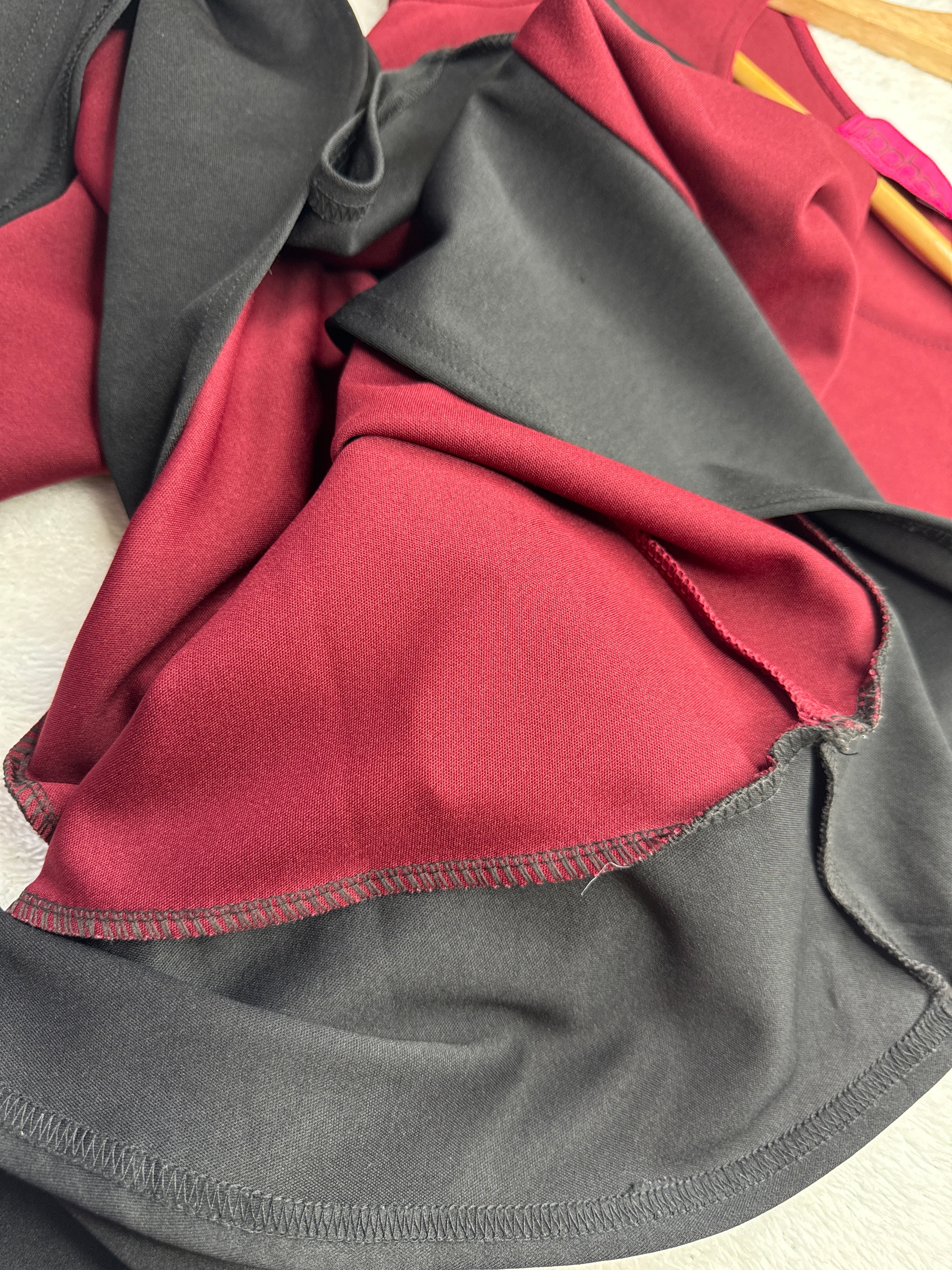 Boohoo Maroon & Black A-Line Dress (UK 8 / Small)