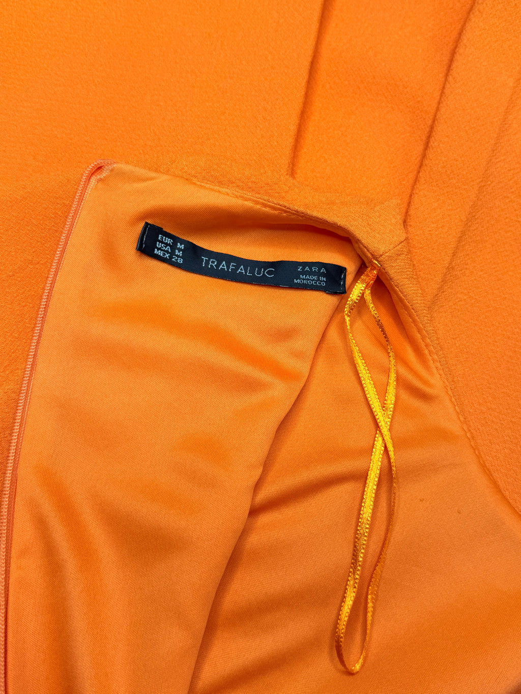 Zara Trafaluc Tangerine Orange Pleated Shift Mini Dress (Size EUR M / USA M)