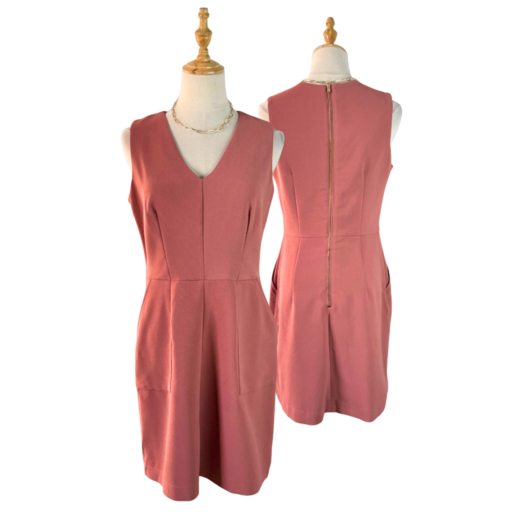 Stylish Preloved NEW LOOK V-Neck Shift Dress with Pockets - UK 12