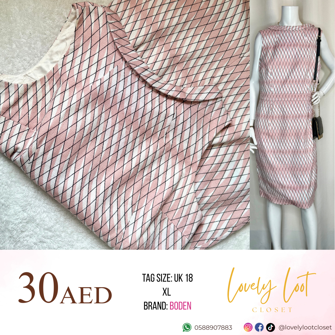 Boden Pink Geometric Print Dress (XL)