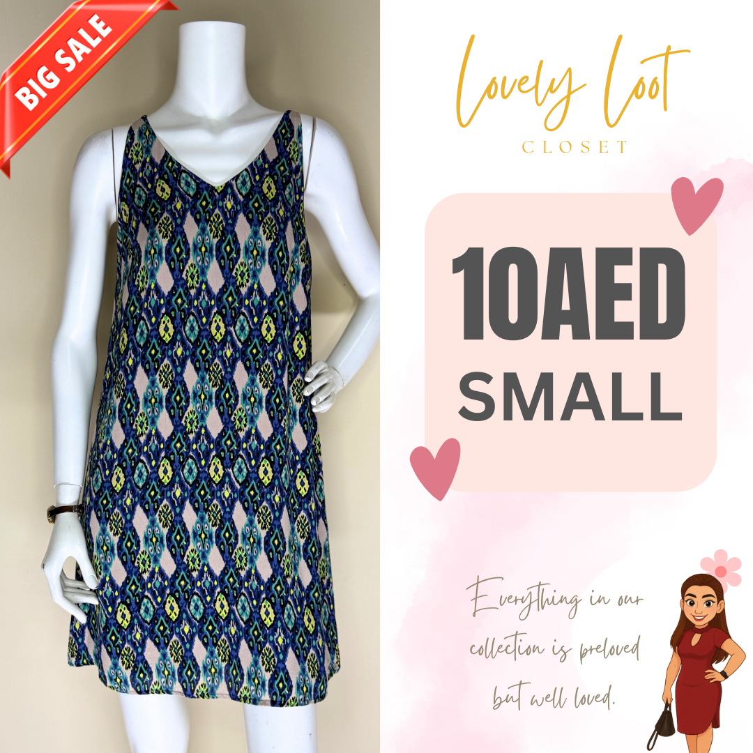 Geometric Print Sleeveless Mini Dress