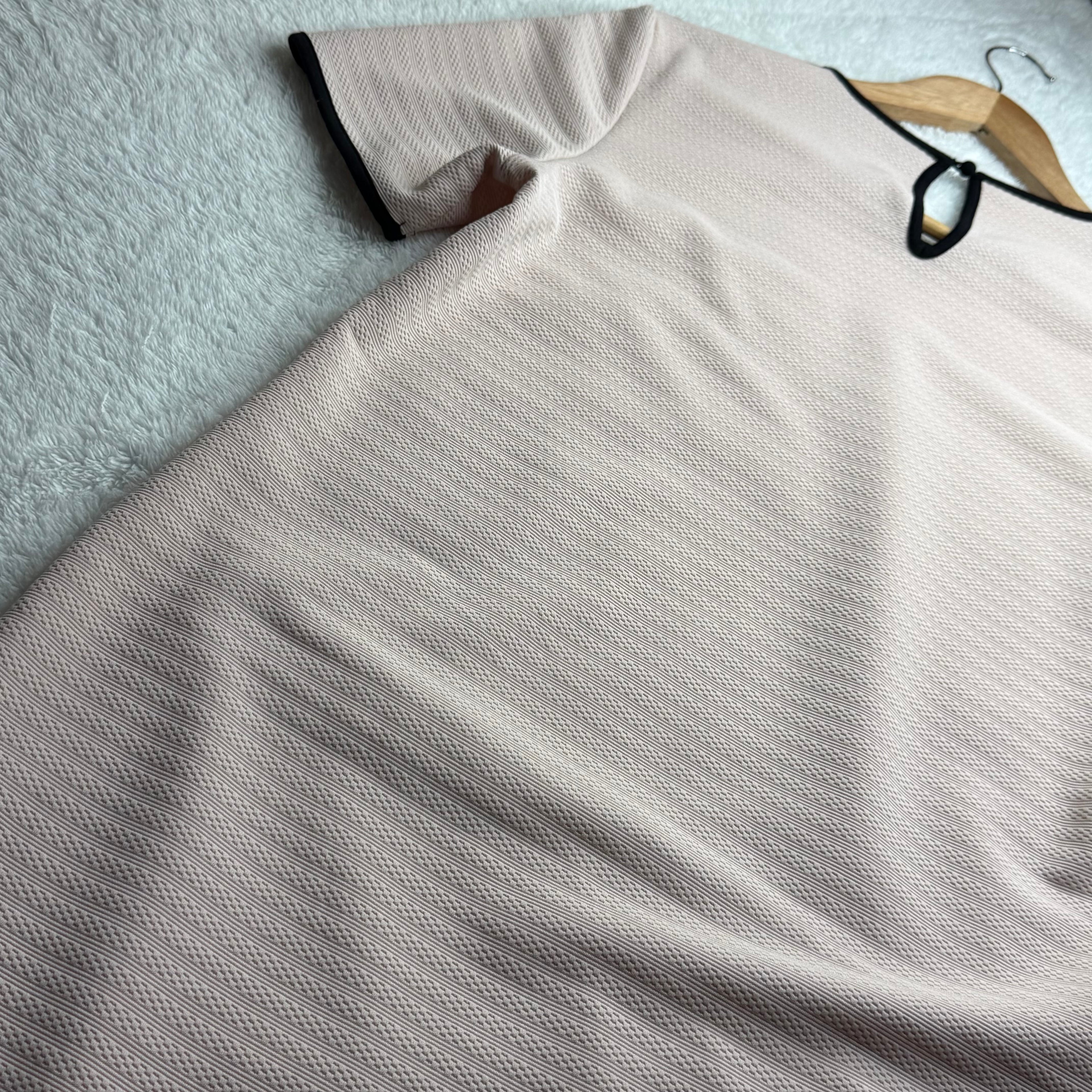 Dorothy Perkins Pink Textured Short-Sleeve Dress with Black Trim