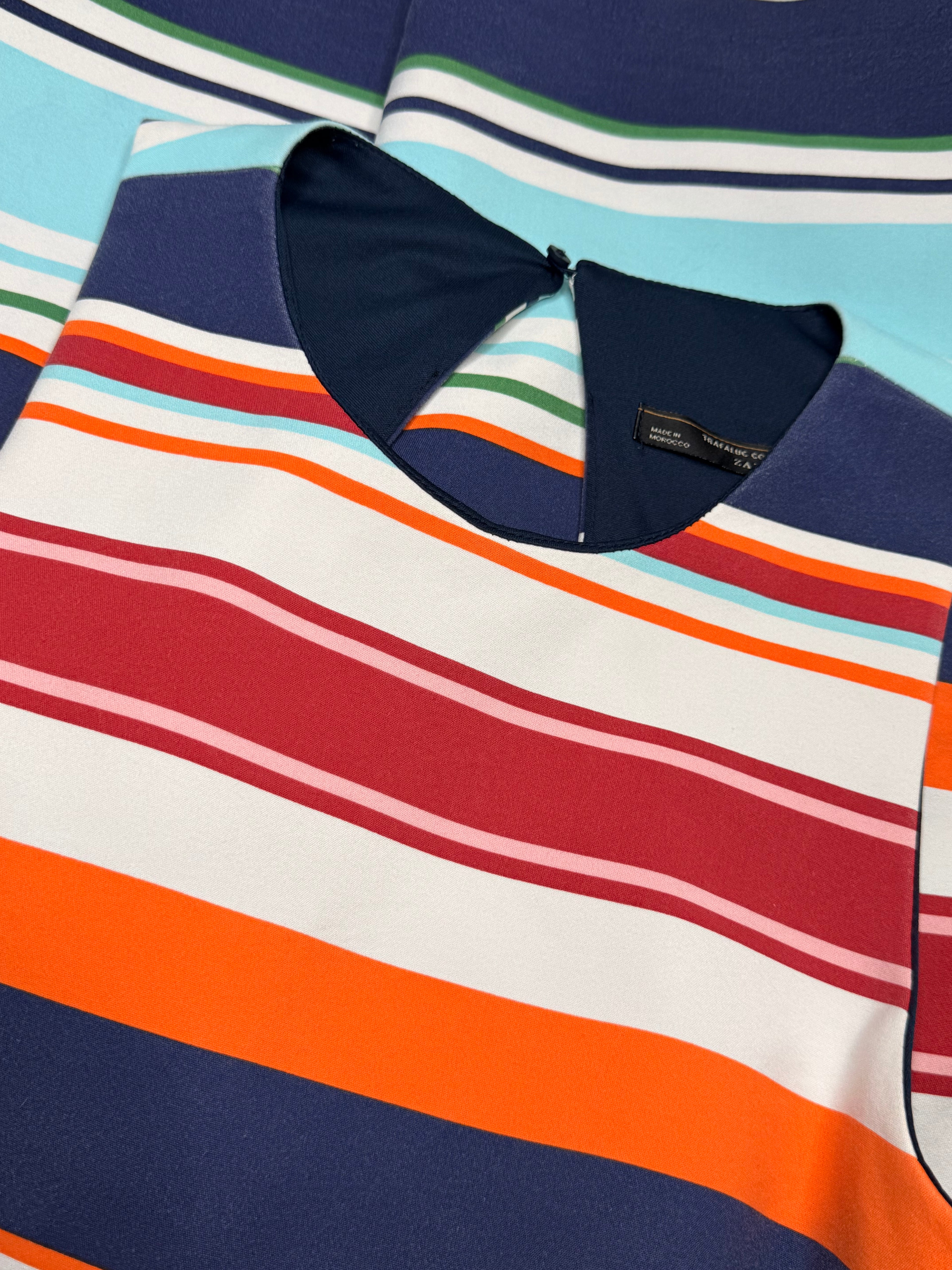 Zara Trafaluc Multi-Color Striped Cut-Out Shift Mini Dress (Size M / EUR M / US M)