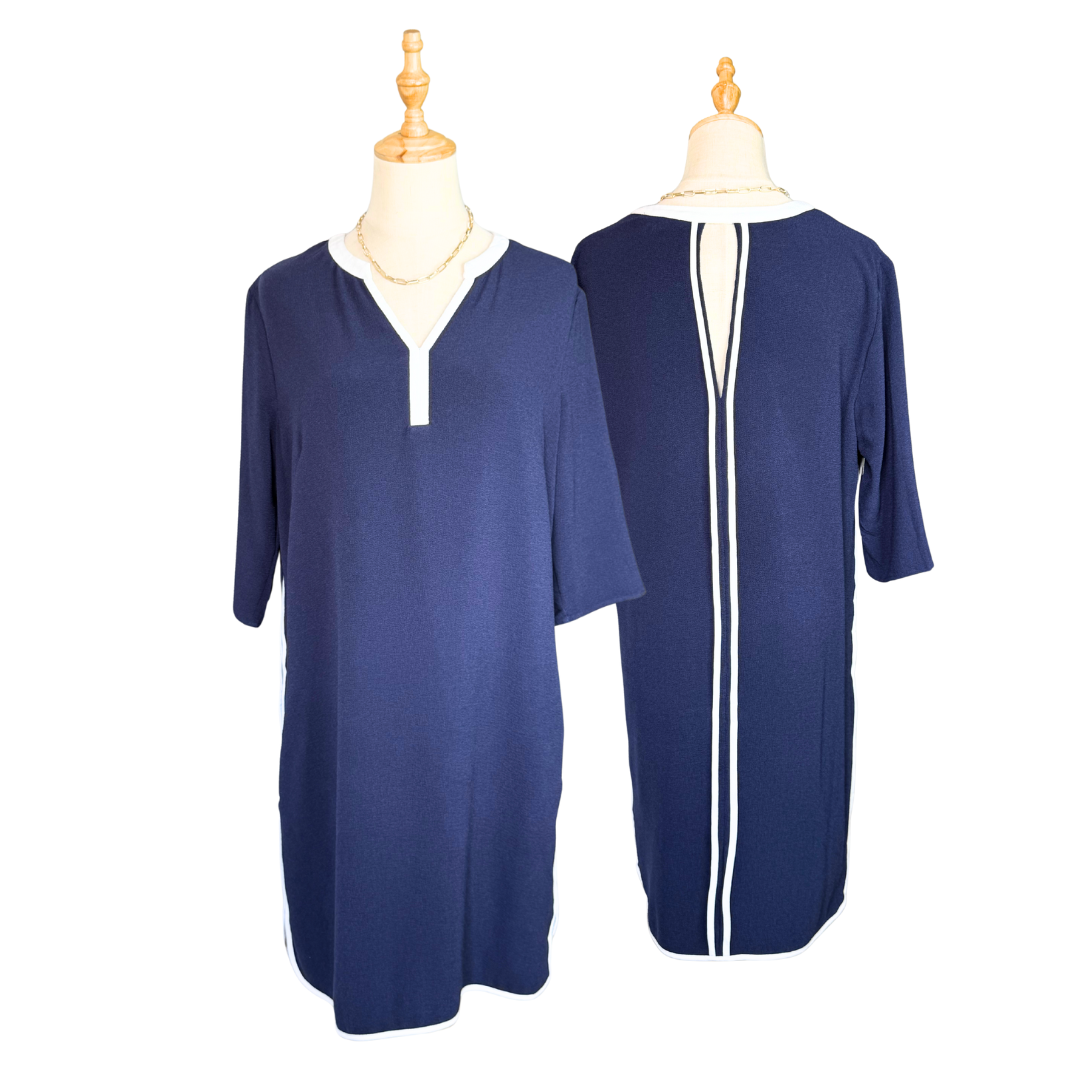 NEXT Navy Tunic Dress with Back Zip Detail | UK 14 (Preloved)