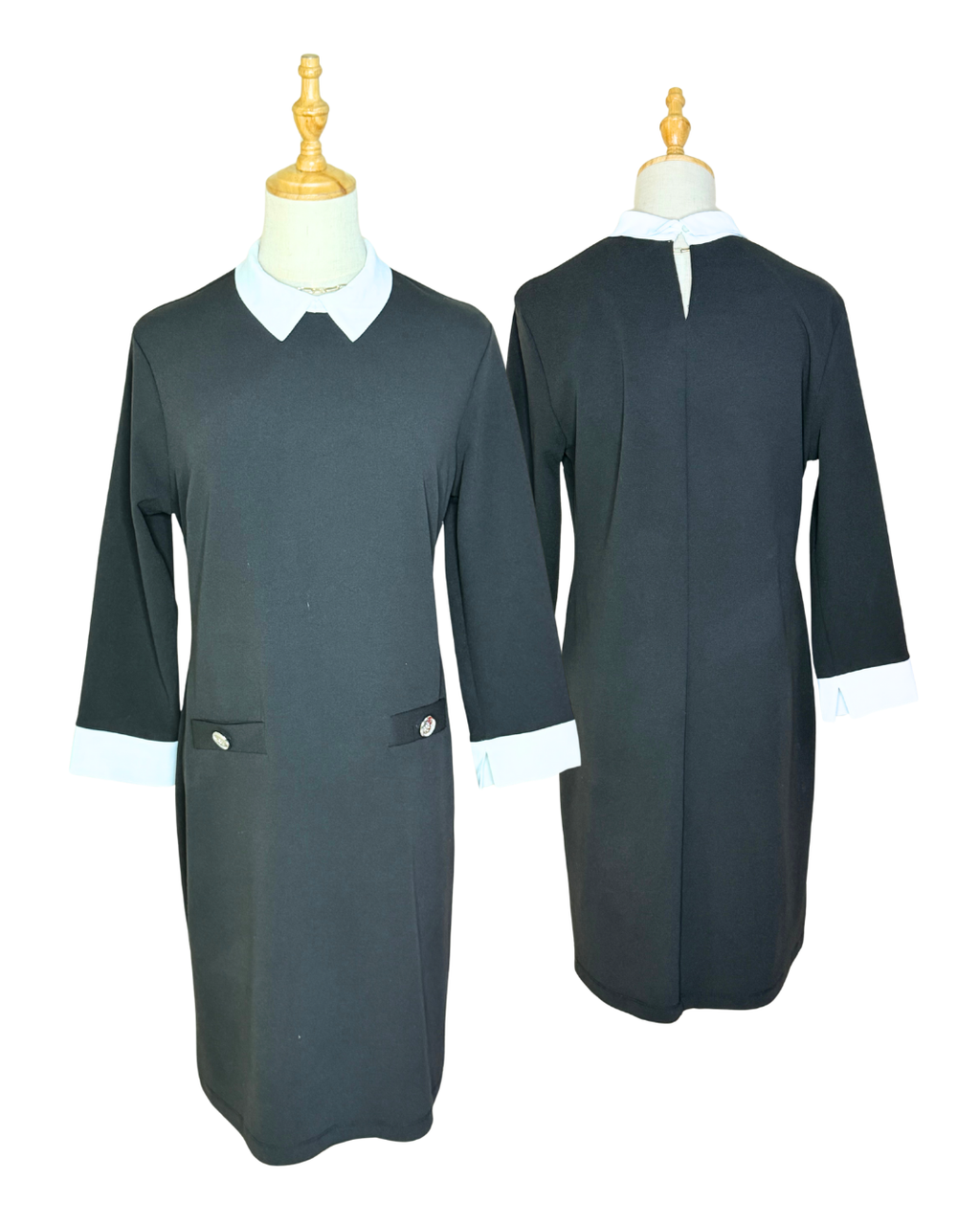 Dorothy Perkins Black Shift Dress | Peter Pan Collar | UK 12