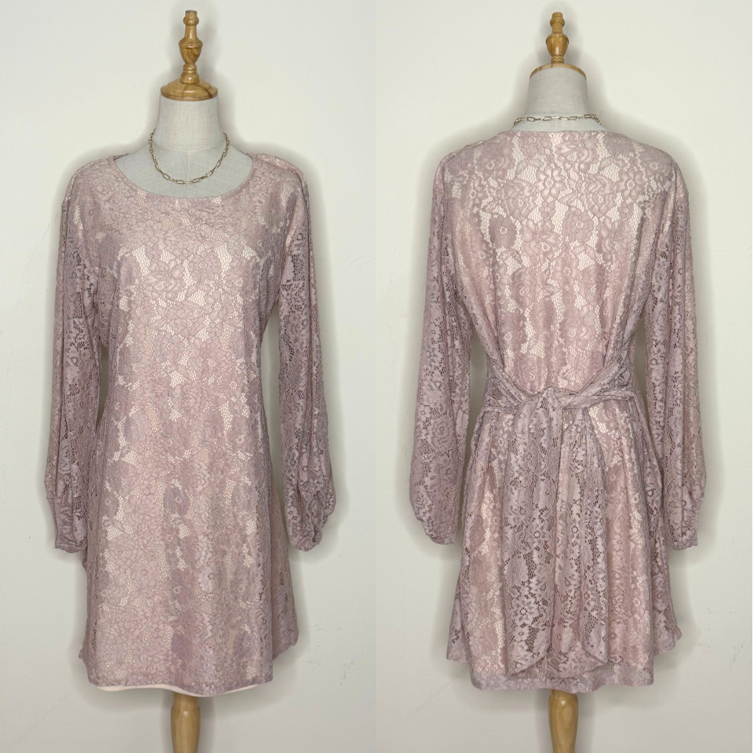 Dusty Pink Lace Dress (12 / Large)