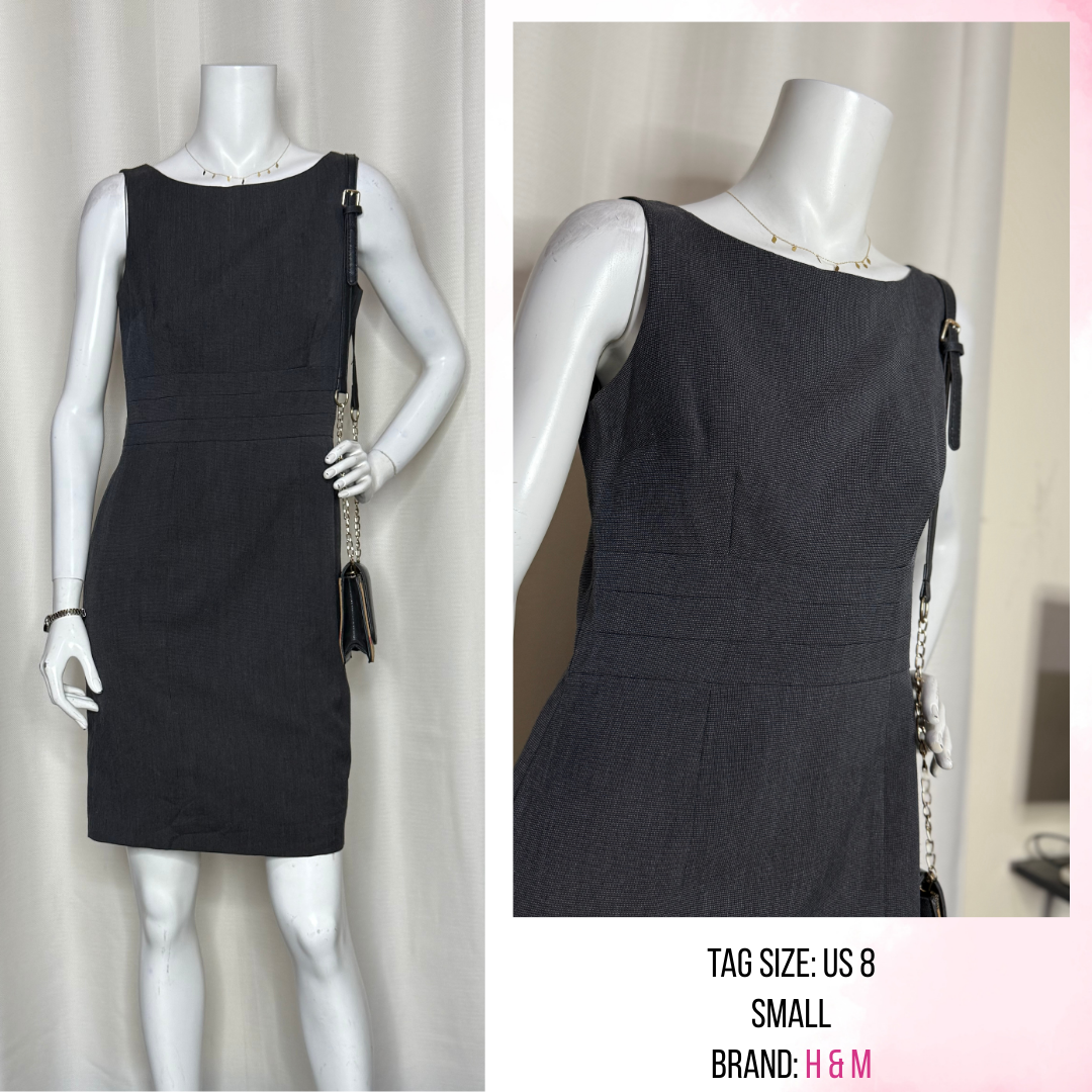H&M Gray Sleeveless Sheath Dress US 8 (Small)