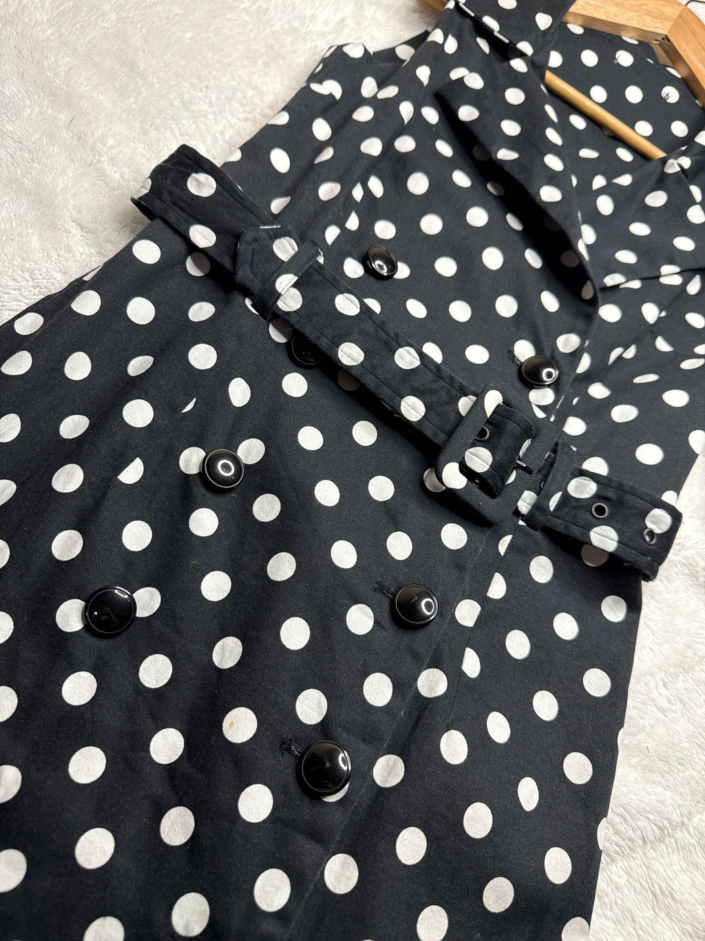 Black and White Polka Dot Midi Dress (Small)