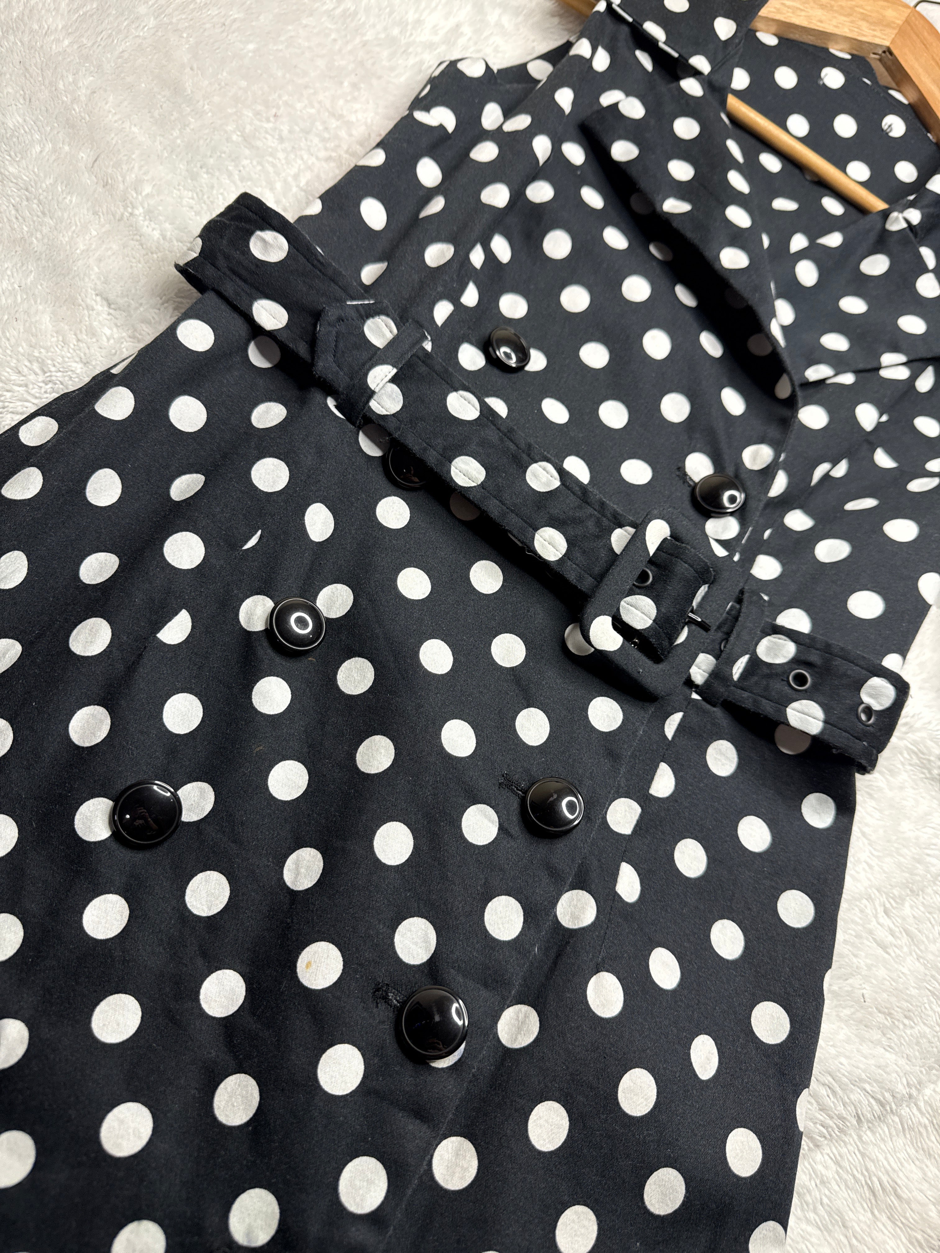 Black and White Polka Dot Midi Dress (Small)