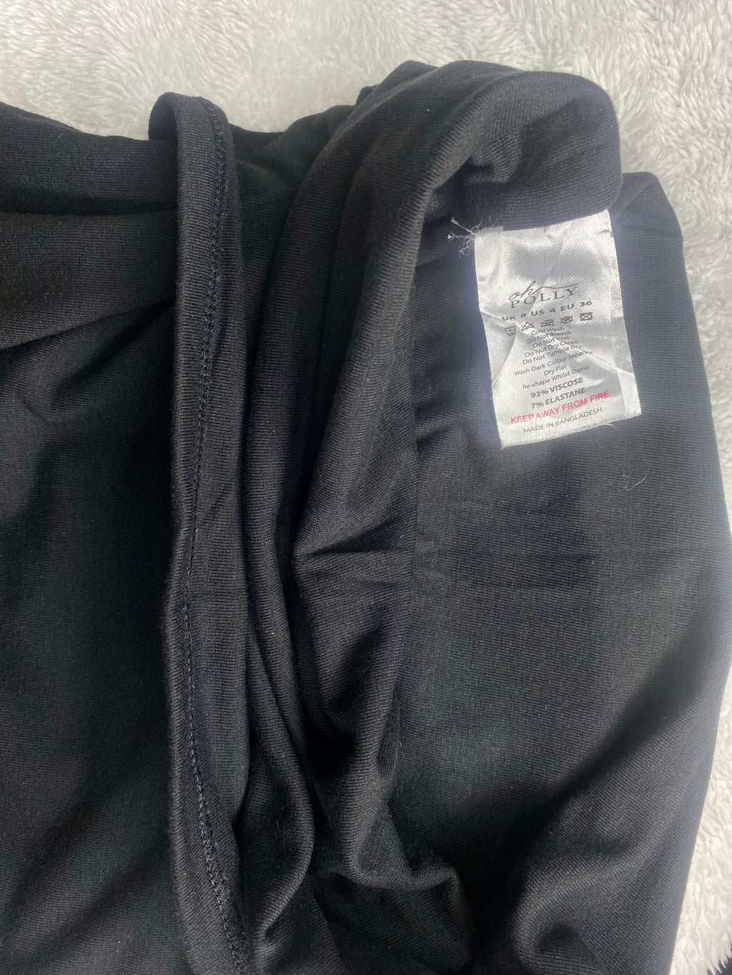 Oh Polly Black Midi Slip Dress (UK 8 / Small)