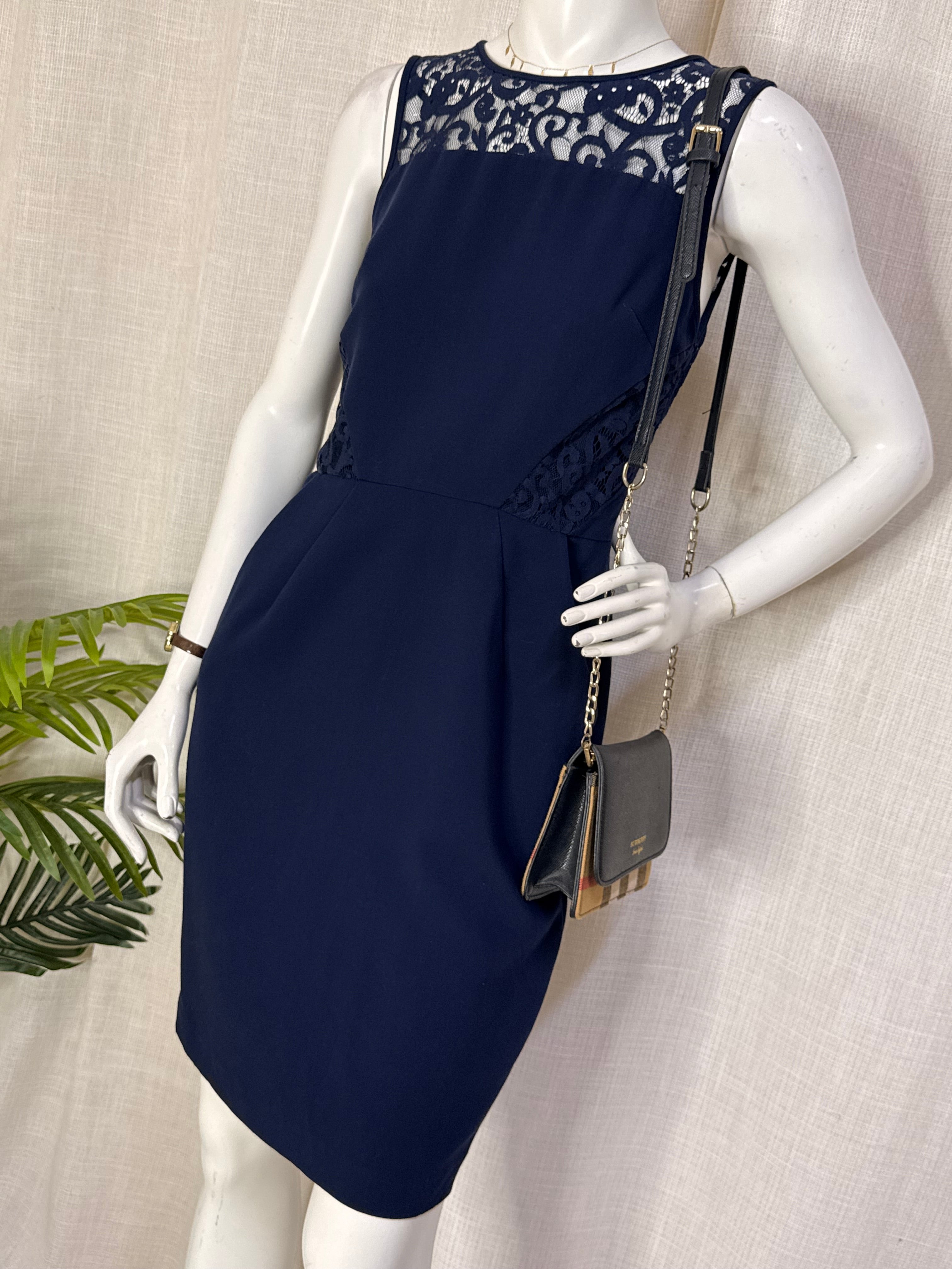Whistles Navy Blue Lace Trim Shift Dress – UK 10 / US 6 | Medium