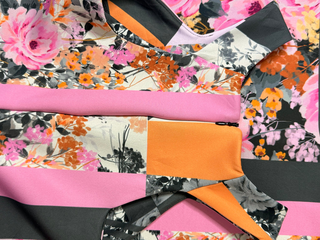 Next Geometric Floral Abstract Panels Bodycon Dress - Size UK 8 / EUR 36 - Small