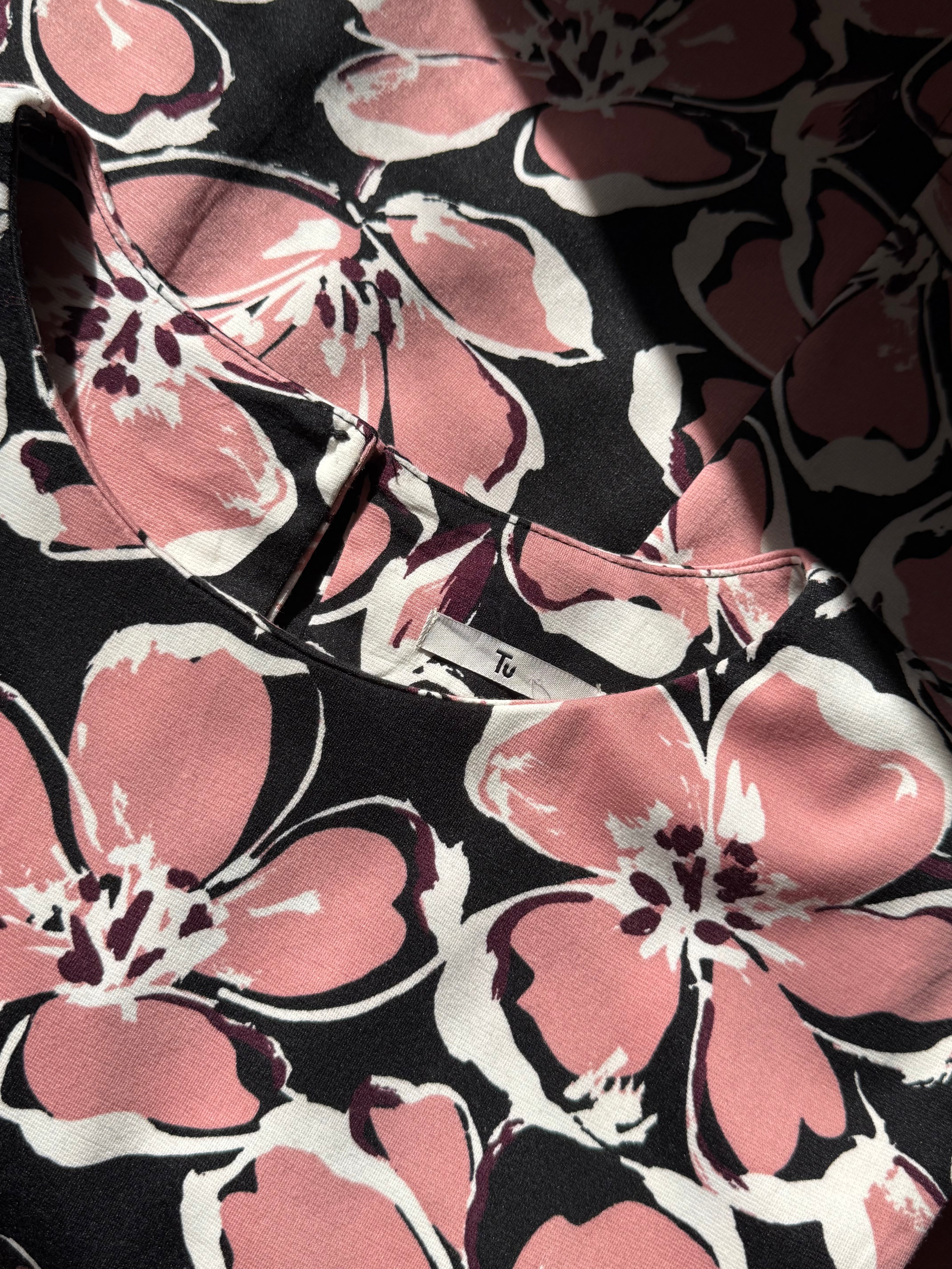 Chic TU Pink Floral Print Midi Dress - Preloved UK 14