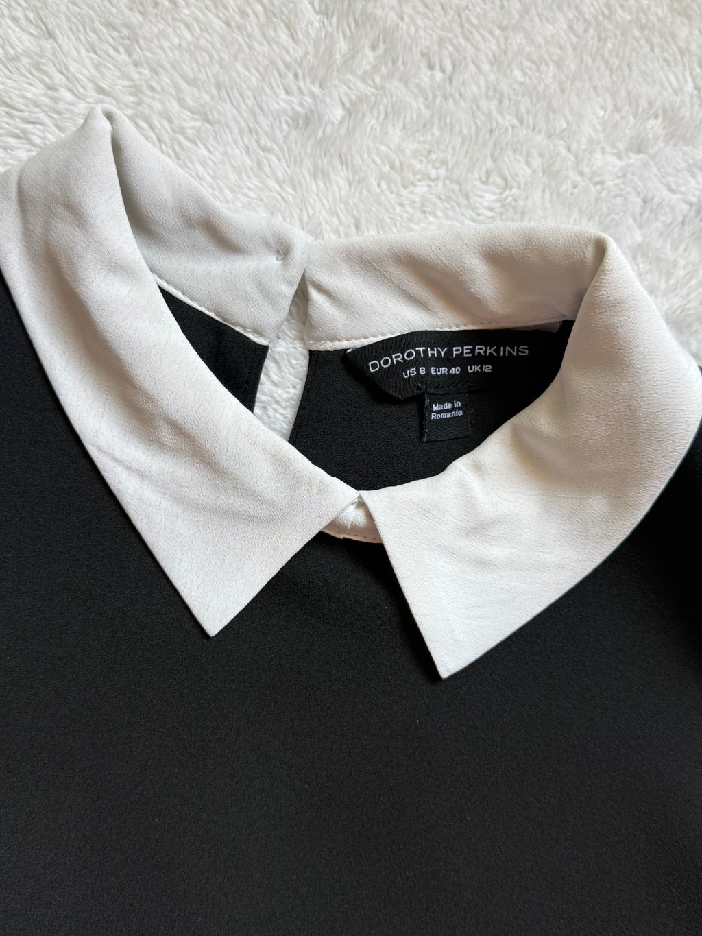 Dorothy Perkins Black Shift Dress | Peter Pan Collar | UK 12