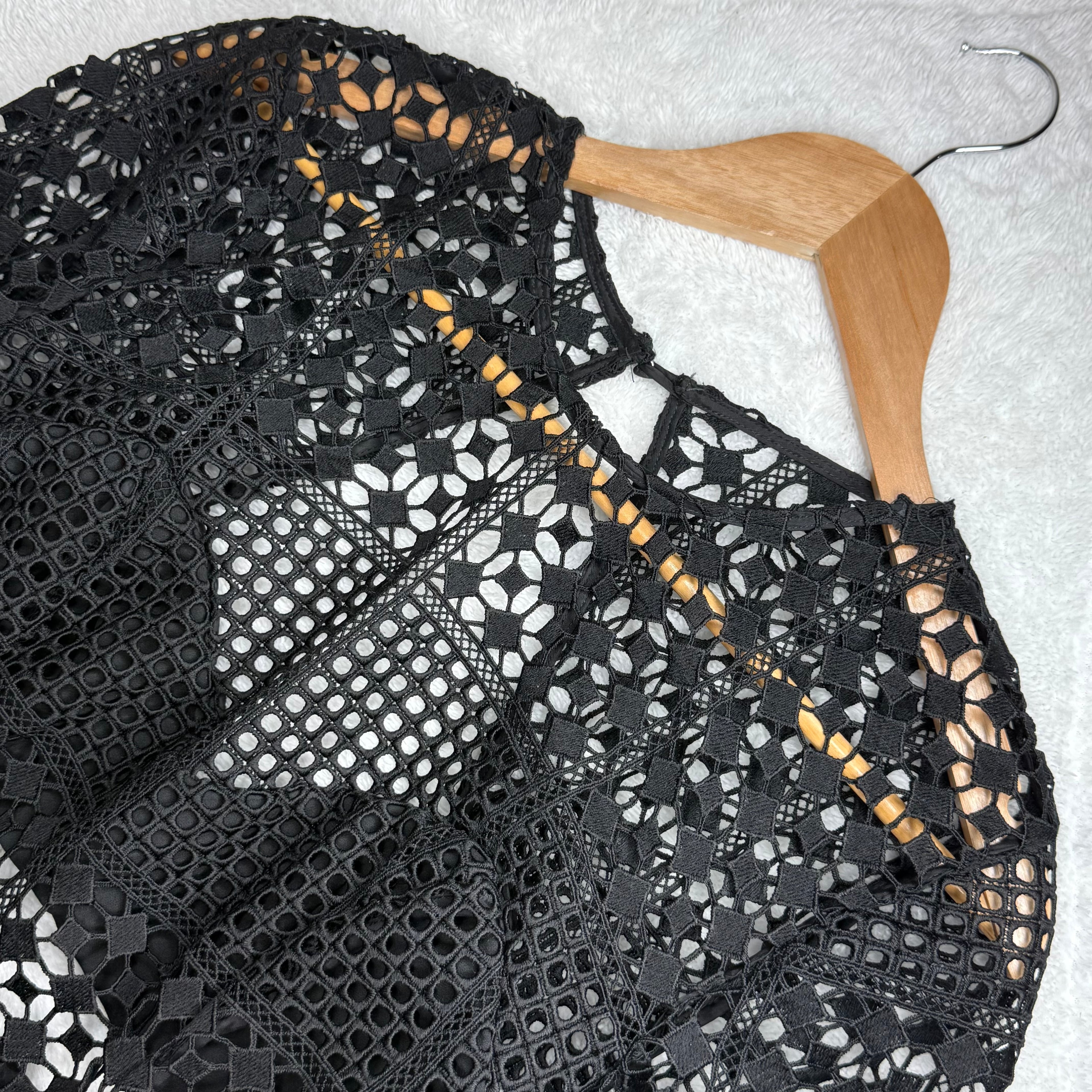 Kookai Black Lace Long-Sleeve Mini Dress with Open Back (Like New)