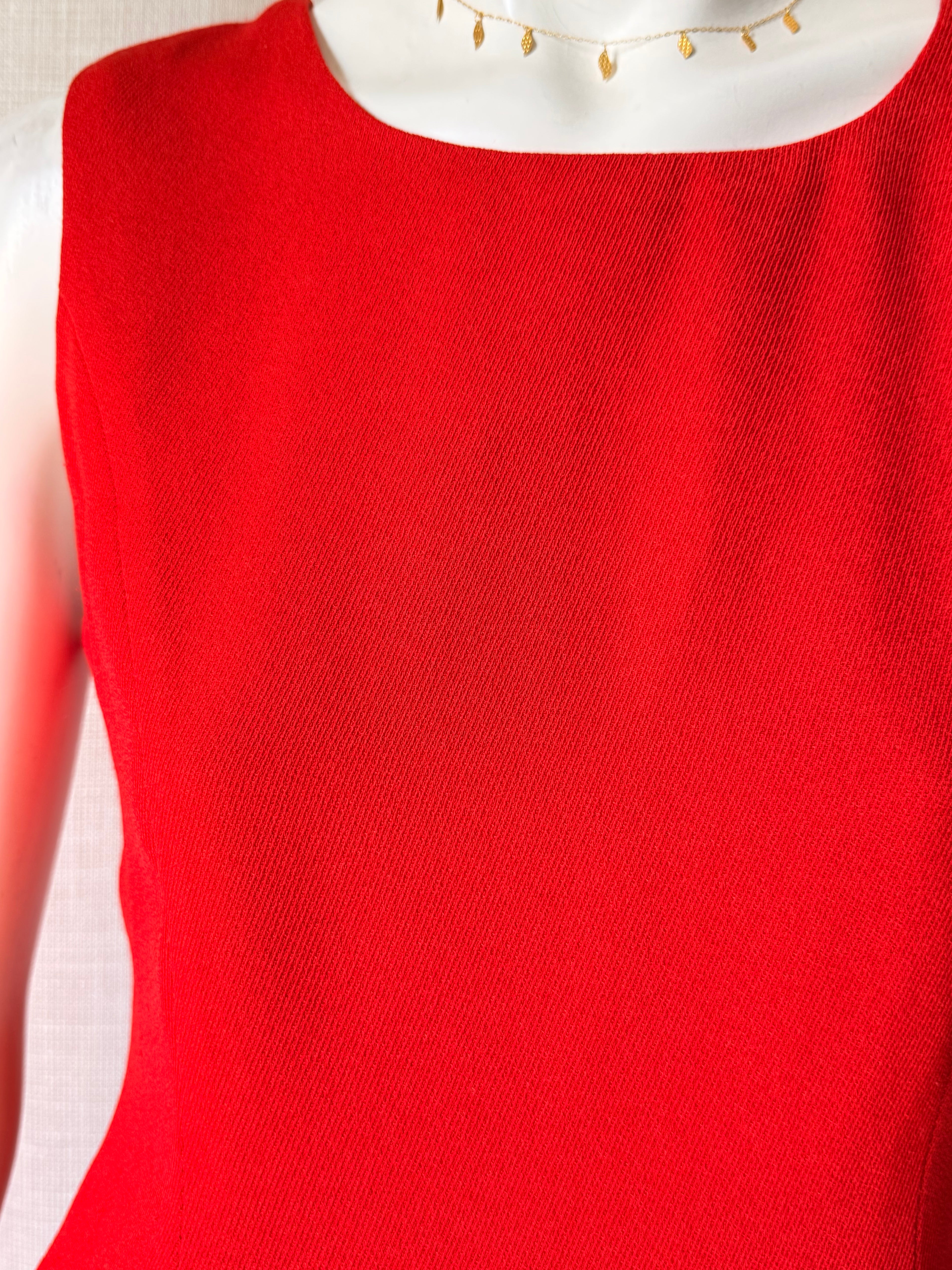 Red Orange Sleeveless A-Line Work Dress | UK 16