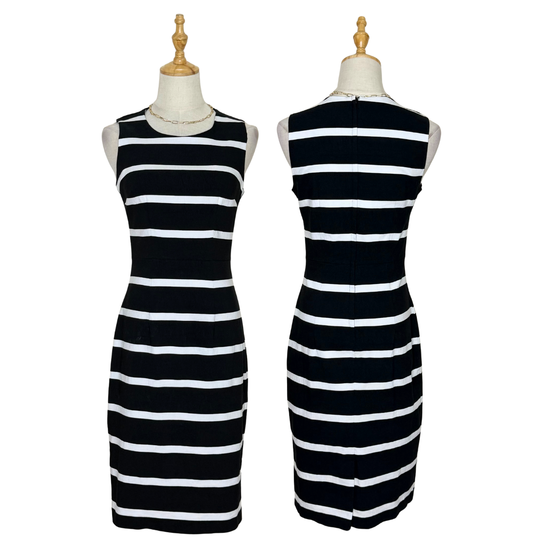 Black & White Striped Sheath Dress (8 / Medium)
