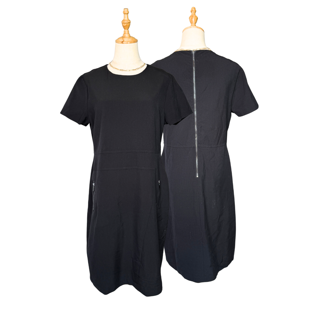 NEXT Black Day Dress with Exposed Back Zip | UK 14 (Preloved)