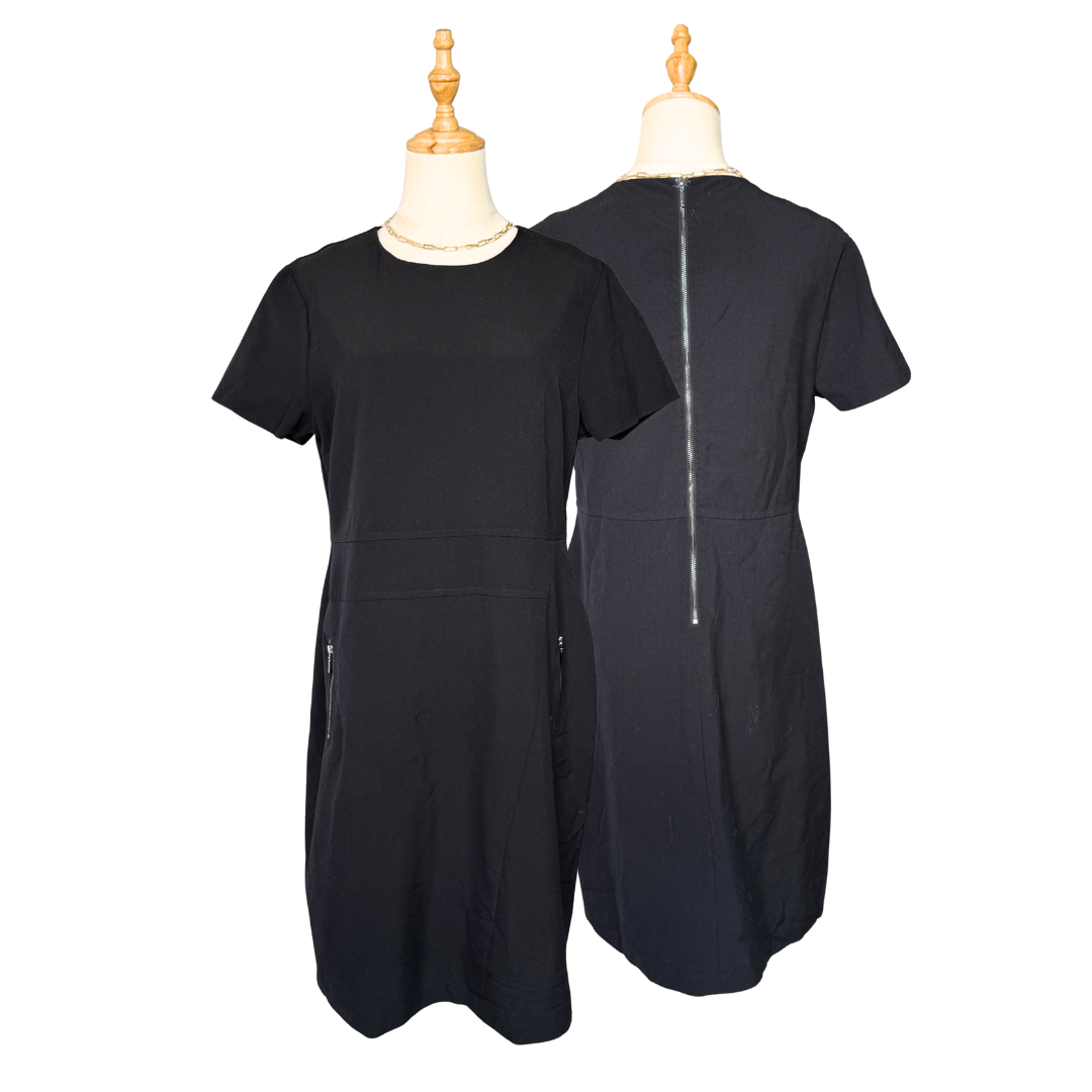 NEXT Black Day Dress with Exposed Back Zip | UK 14 (Preloved)