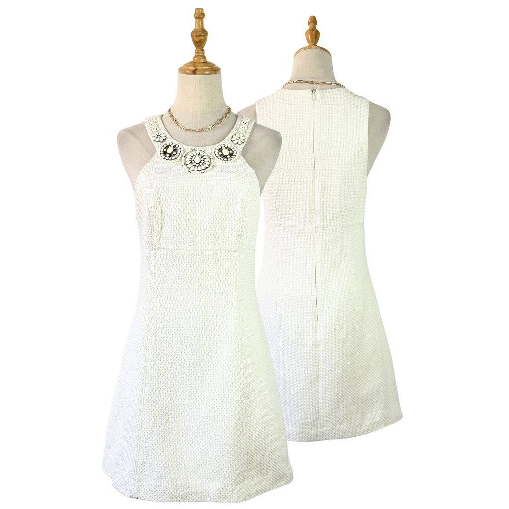 Forever New Embellished White Mini Dress - UK 10