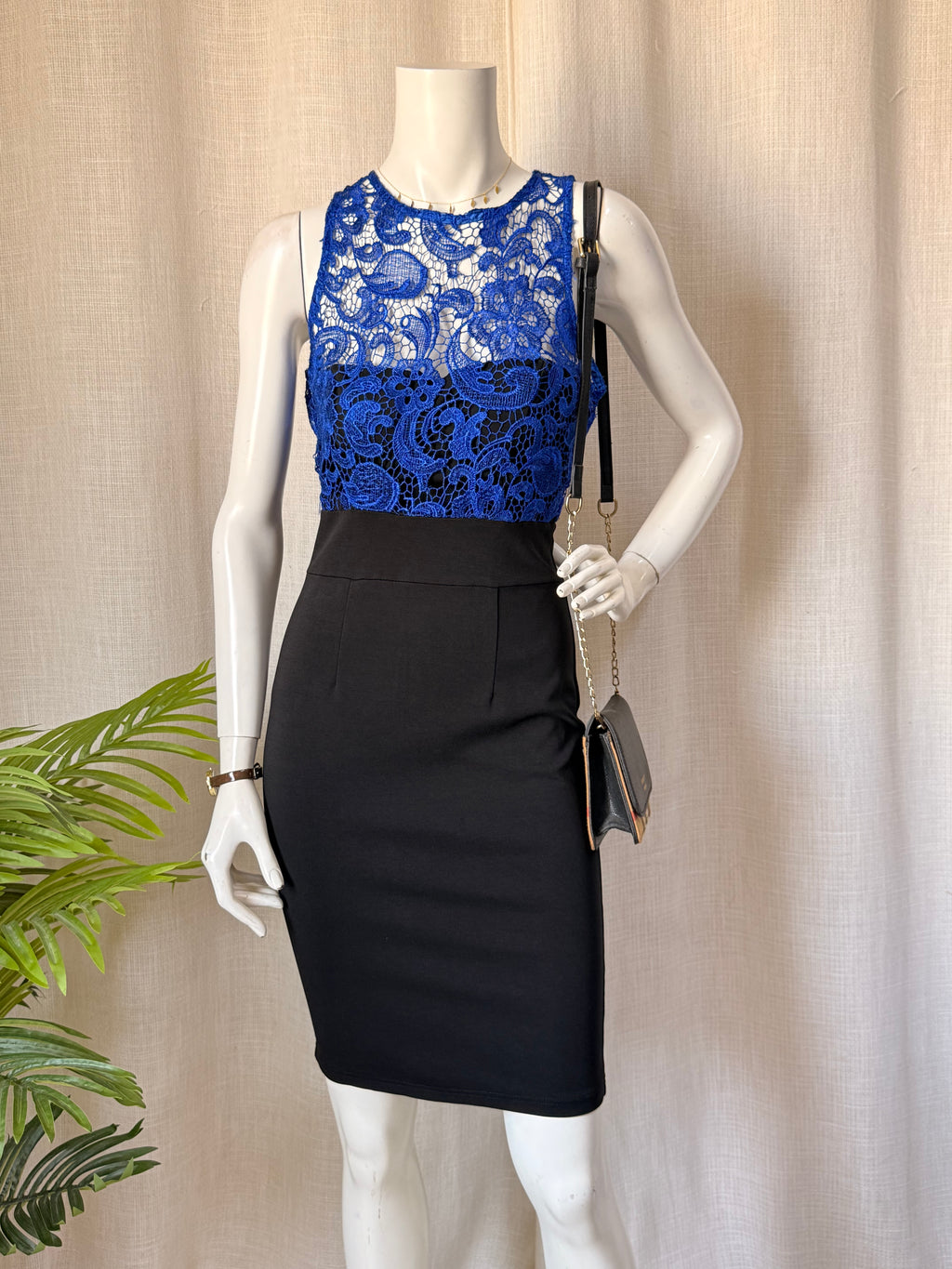 Royal Blue Guipure Lace Overlay Sheath Dress