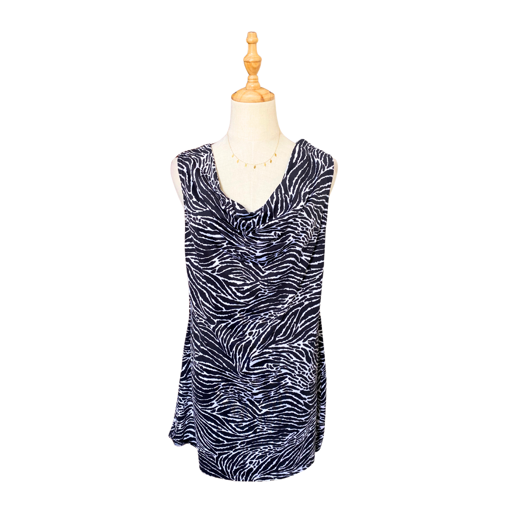 Zebra Print Cowl Neck Tunic (XL)
