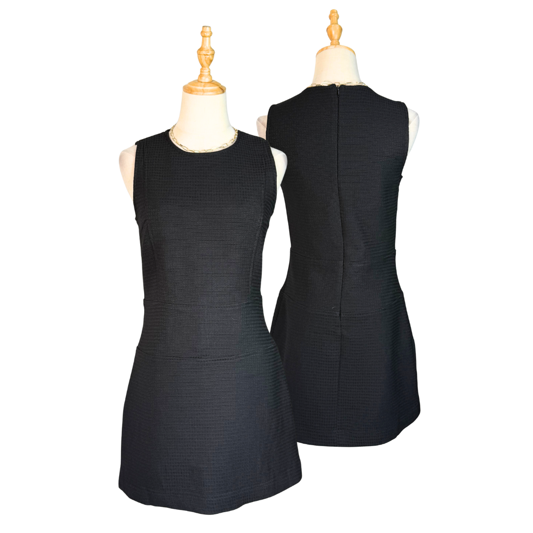 ZARA TRAFALUC Black Textured Sleeveless Mini Dress | EUR 40 (Preloved)