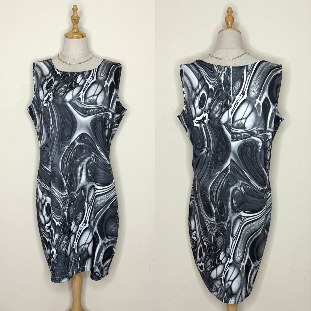 Abstract Swirl Sleeveless Dress (Large)