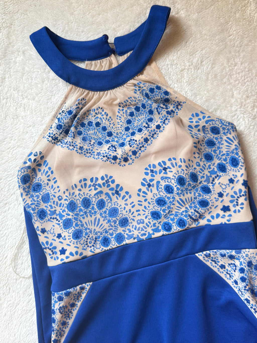 💙 Amy Child Royal Blue & Lace Halter Dress (UK 8)