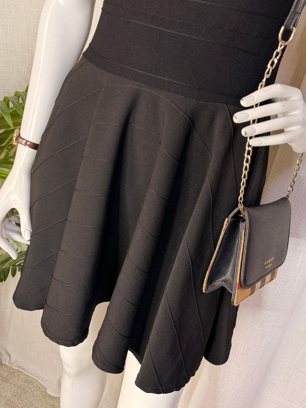 Miss Sassy Black Bandage Sleeveless Fit & Flare Mini Dress | Small