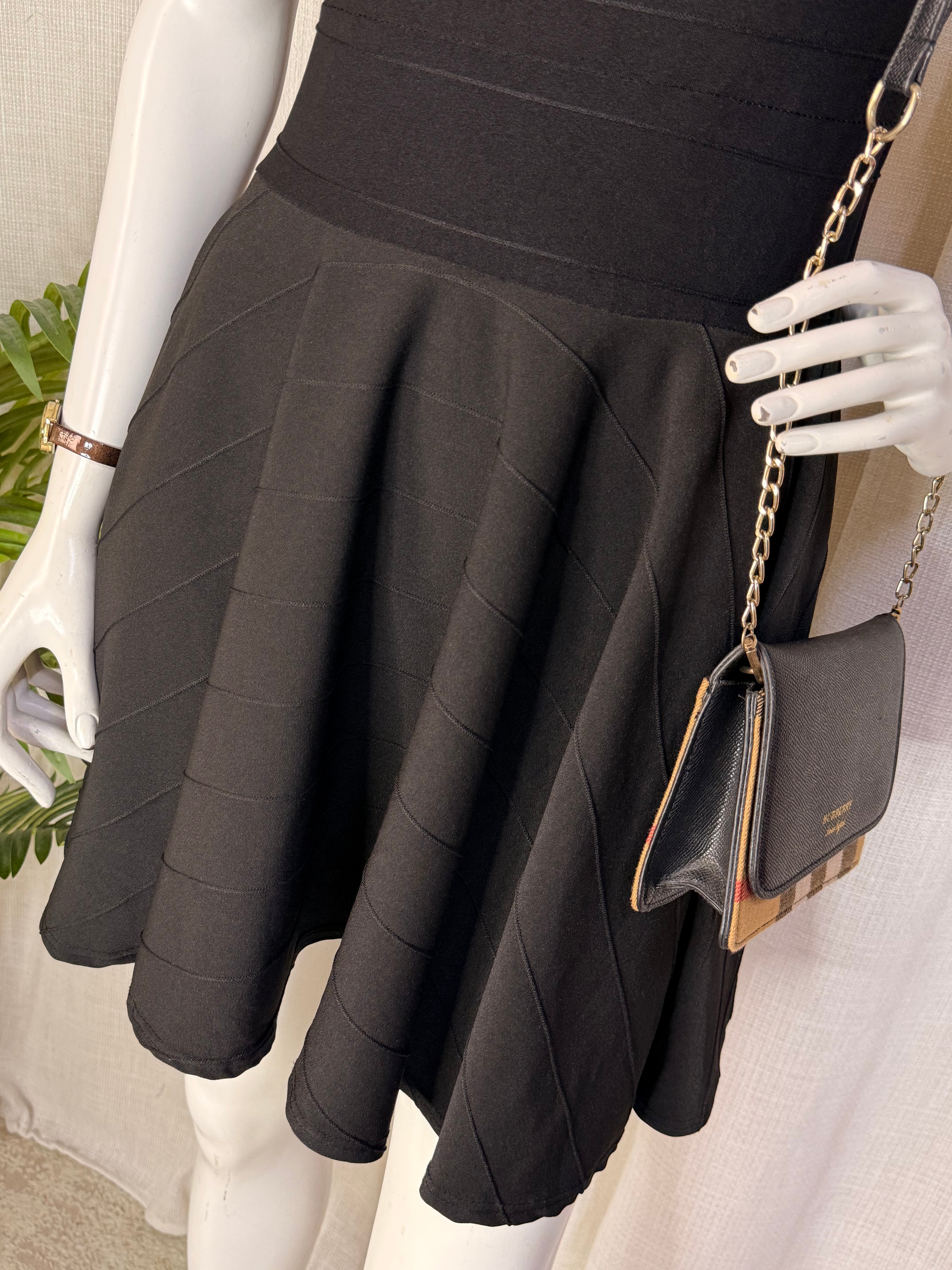 Miss Sassy Black Bandage Sleeveless Fit & Flare Mini Dress | Small