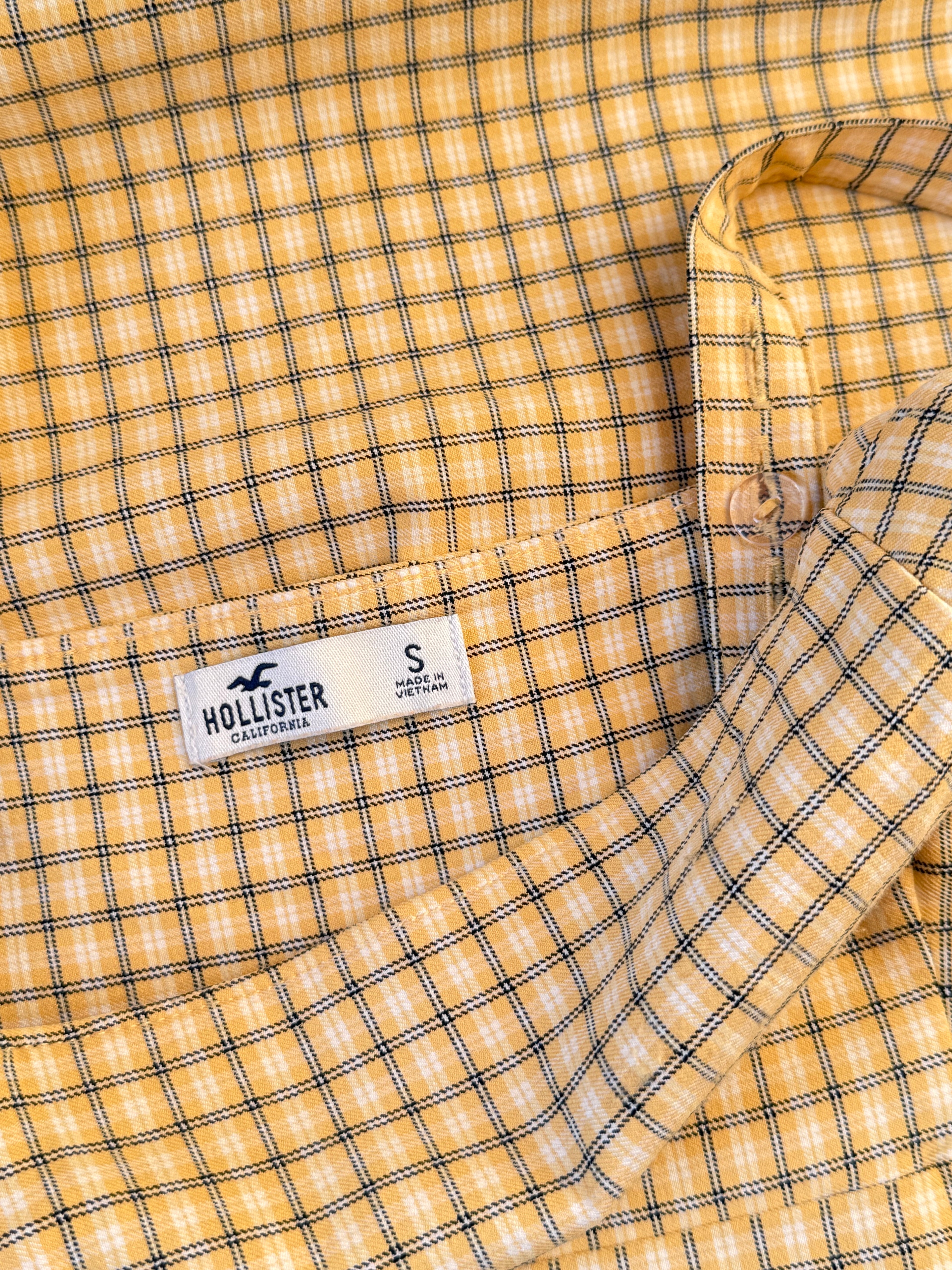 Hollister Yellow Plaid Mini Dress with Square Neck | SMALL