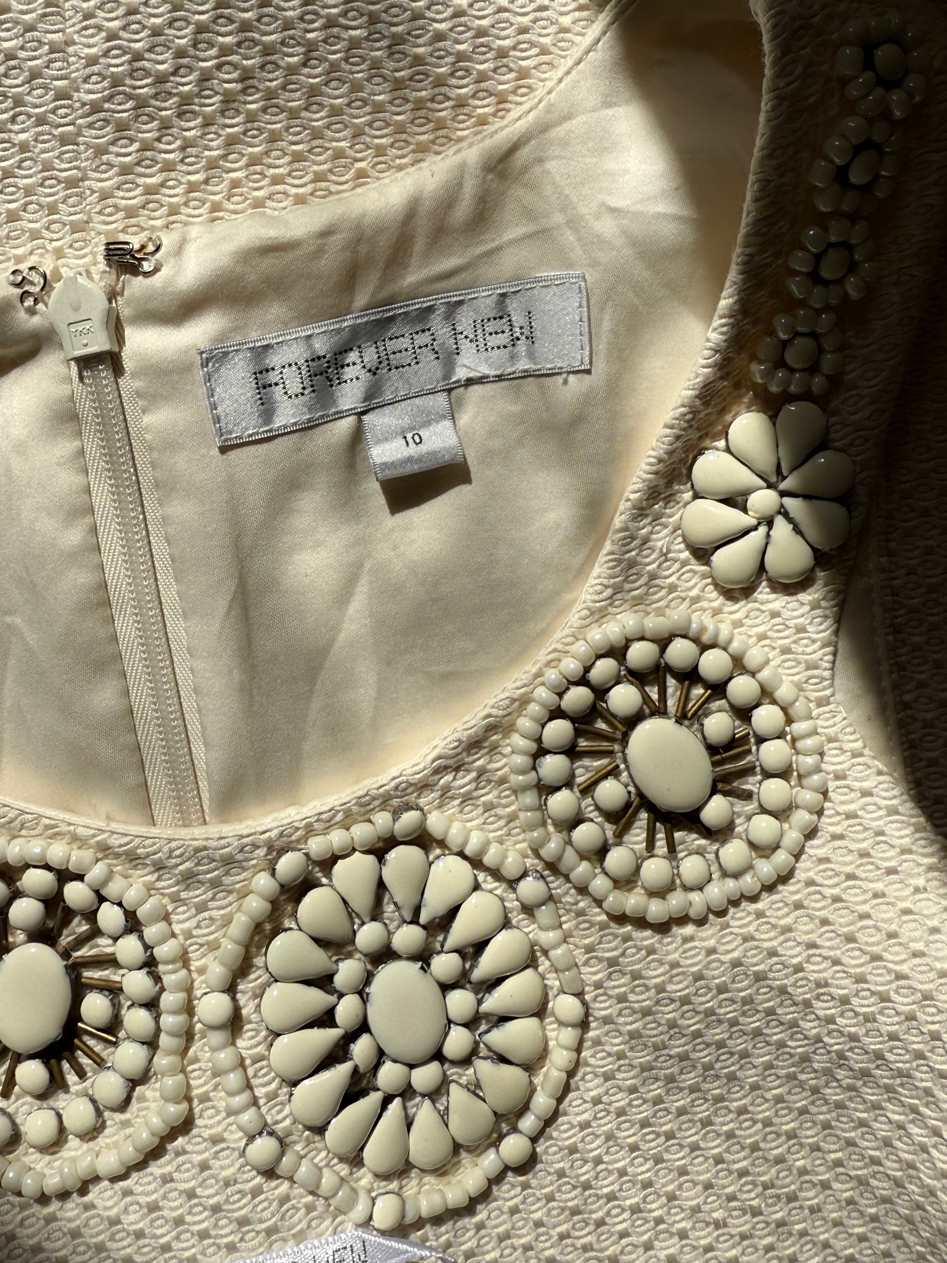 Forever New Embellished White Mini Dress - UK 10