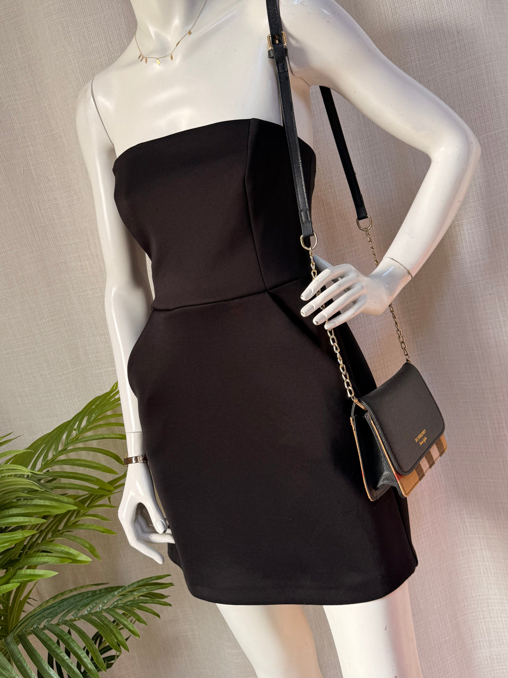 River Island Strapless Black Mini Dress | Size UK 8