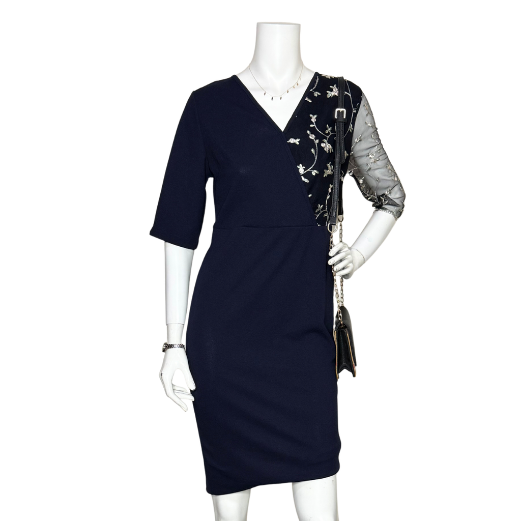 SHEIN Embroidered Wrap-Front Dress (Medium)