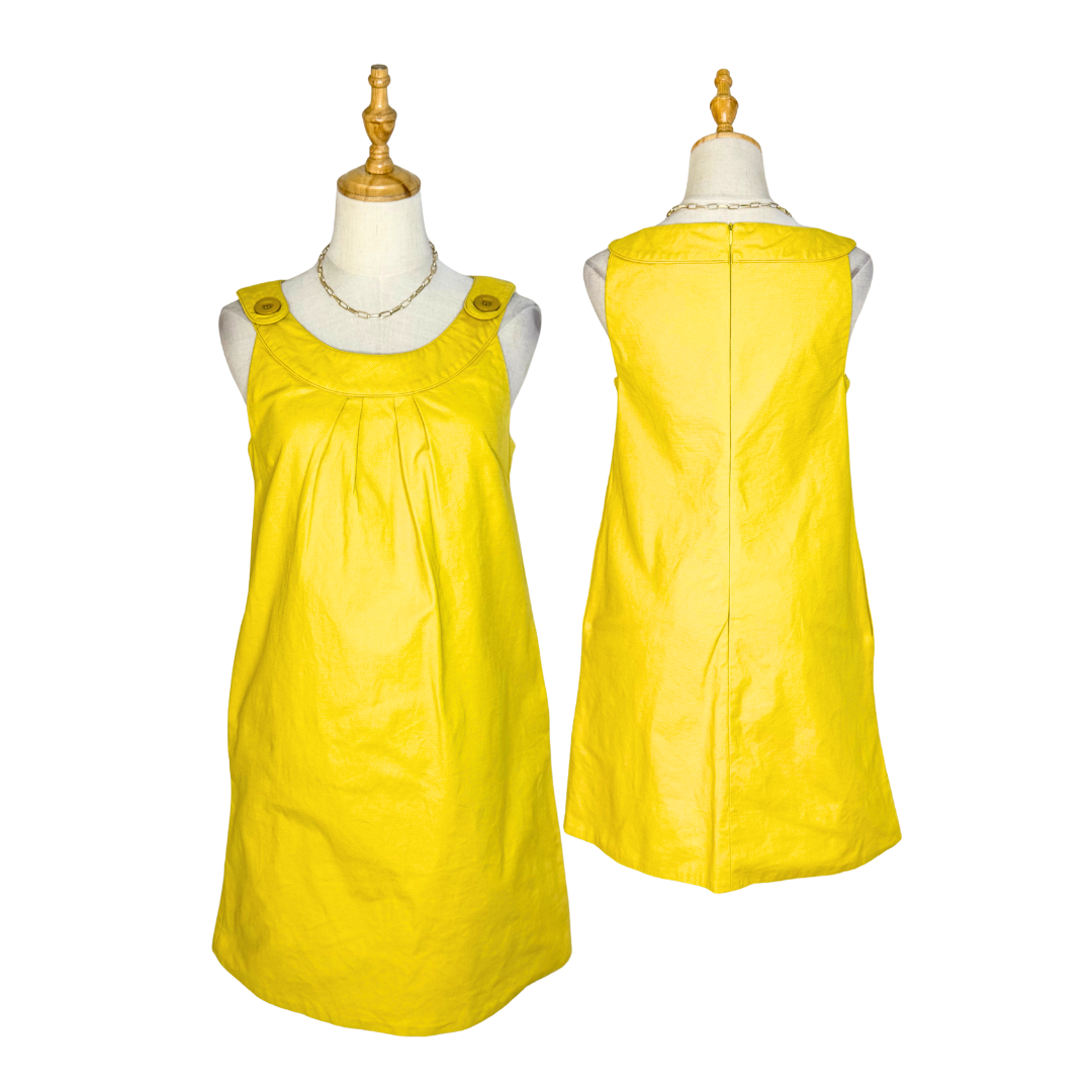 Cue Australia Bright Yellow Pleated Shift Dress | UK 8