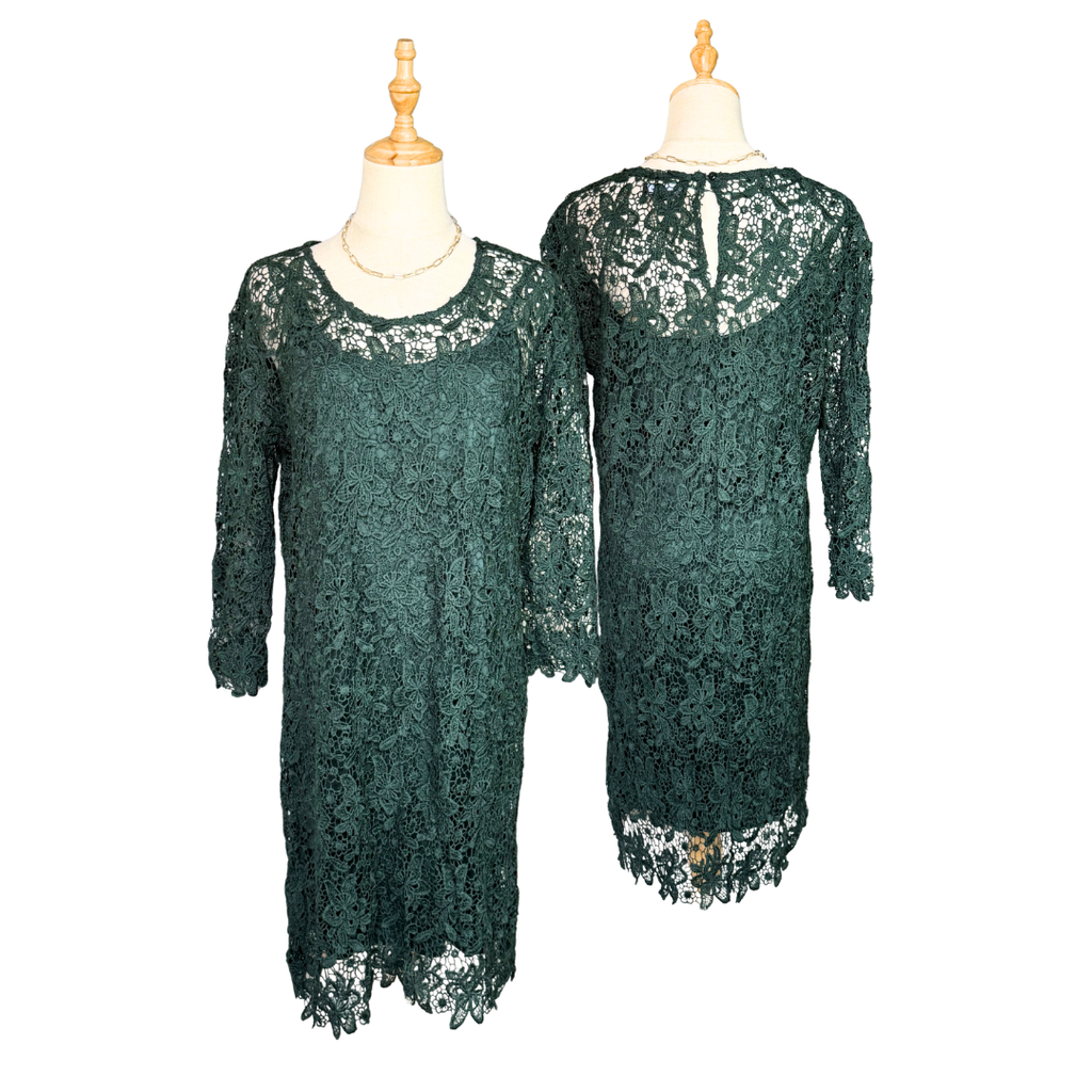 ATMOSPHERE Green Lace Shift Dress | UK 16