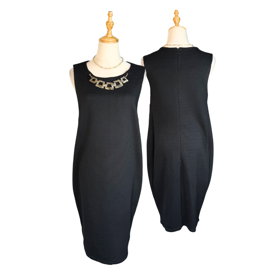 Black Sleeveless Textured Maternity Dress | UK 12 (Preloved)